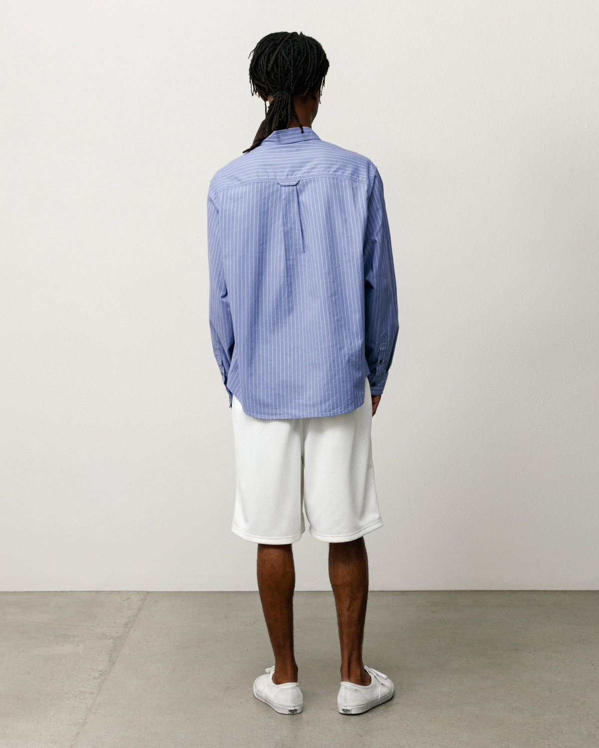 Oxford Shirt unisex long-sleeve in Blue Stripe cotton oxford