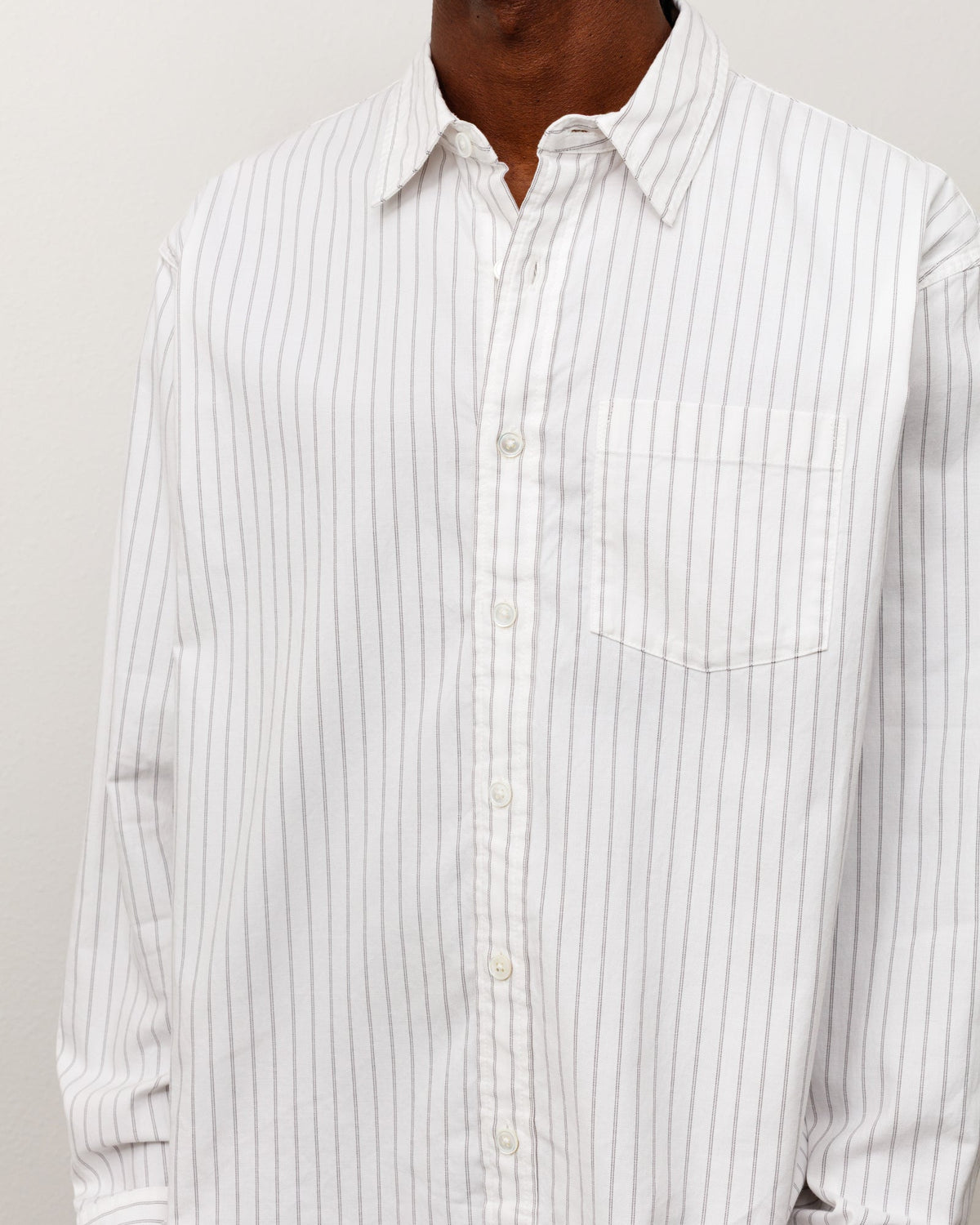 Oxford Ls Shirt Unisex Long Sleeve In Grey Stripe