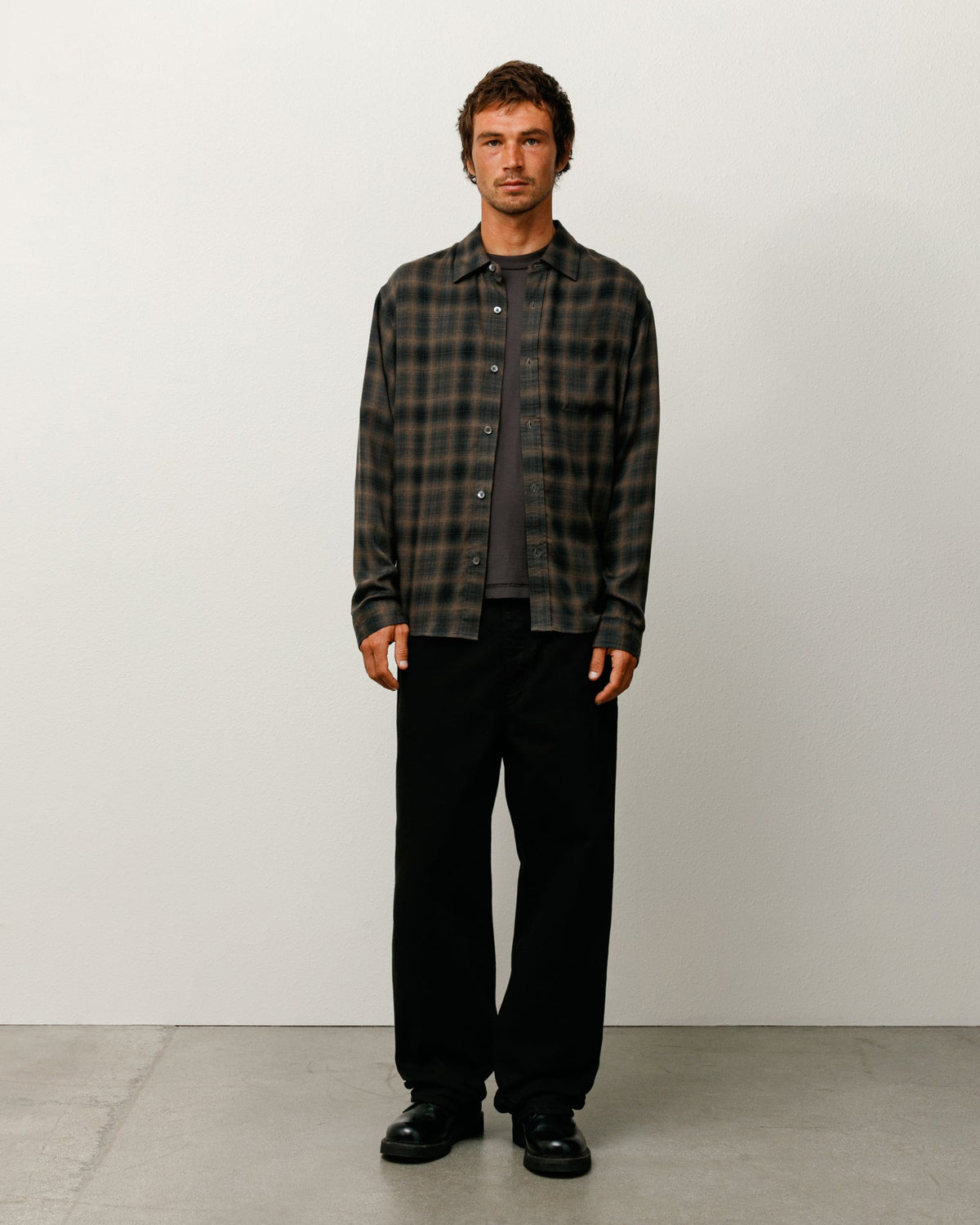 Matthew Plaid Shirt Sd Unisex Long Sleeve In Brown