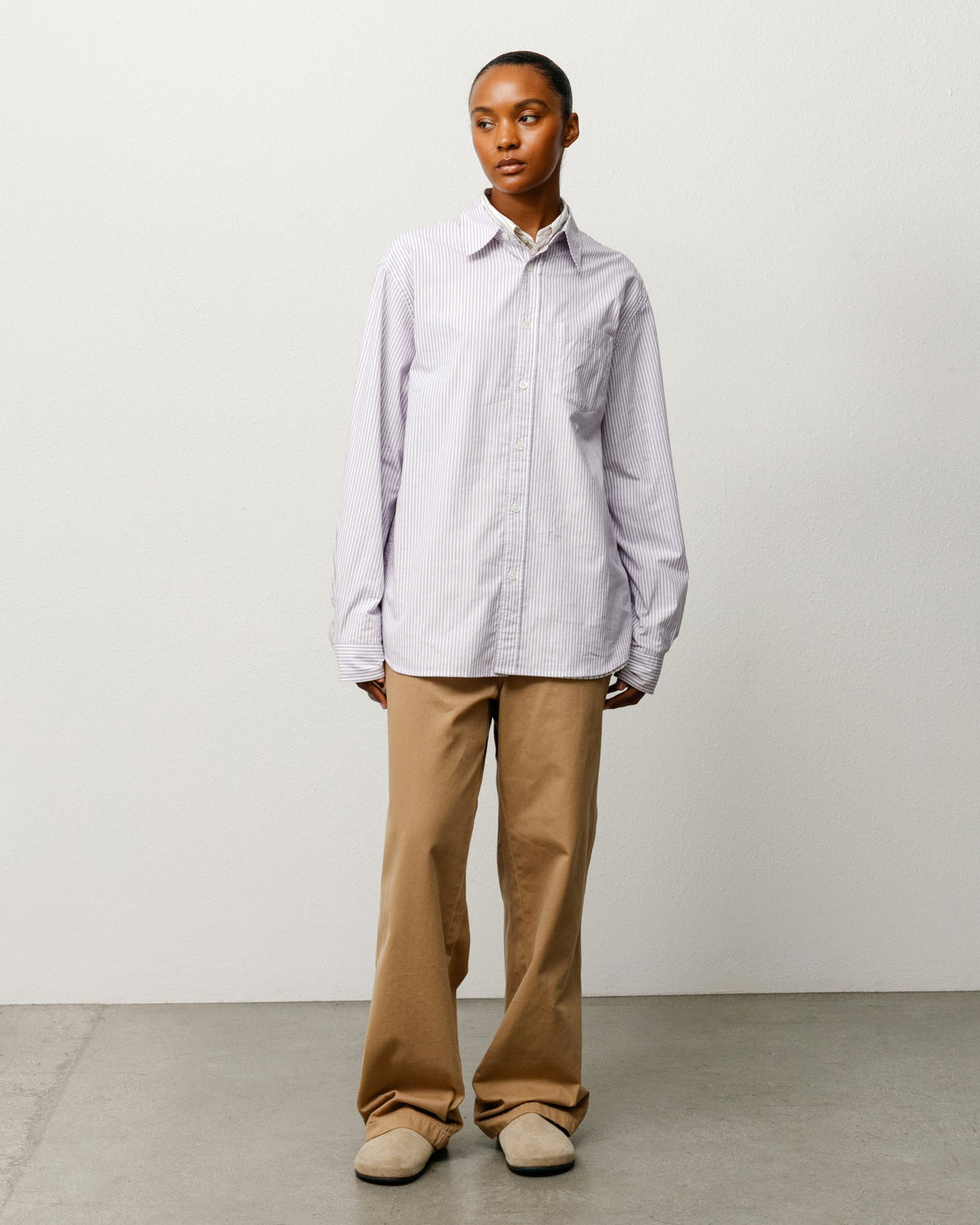 Standard LS Shirt unisex long sleeve in Purple Stripe
