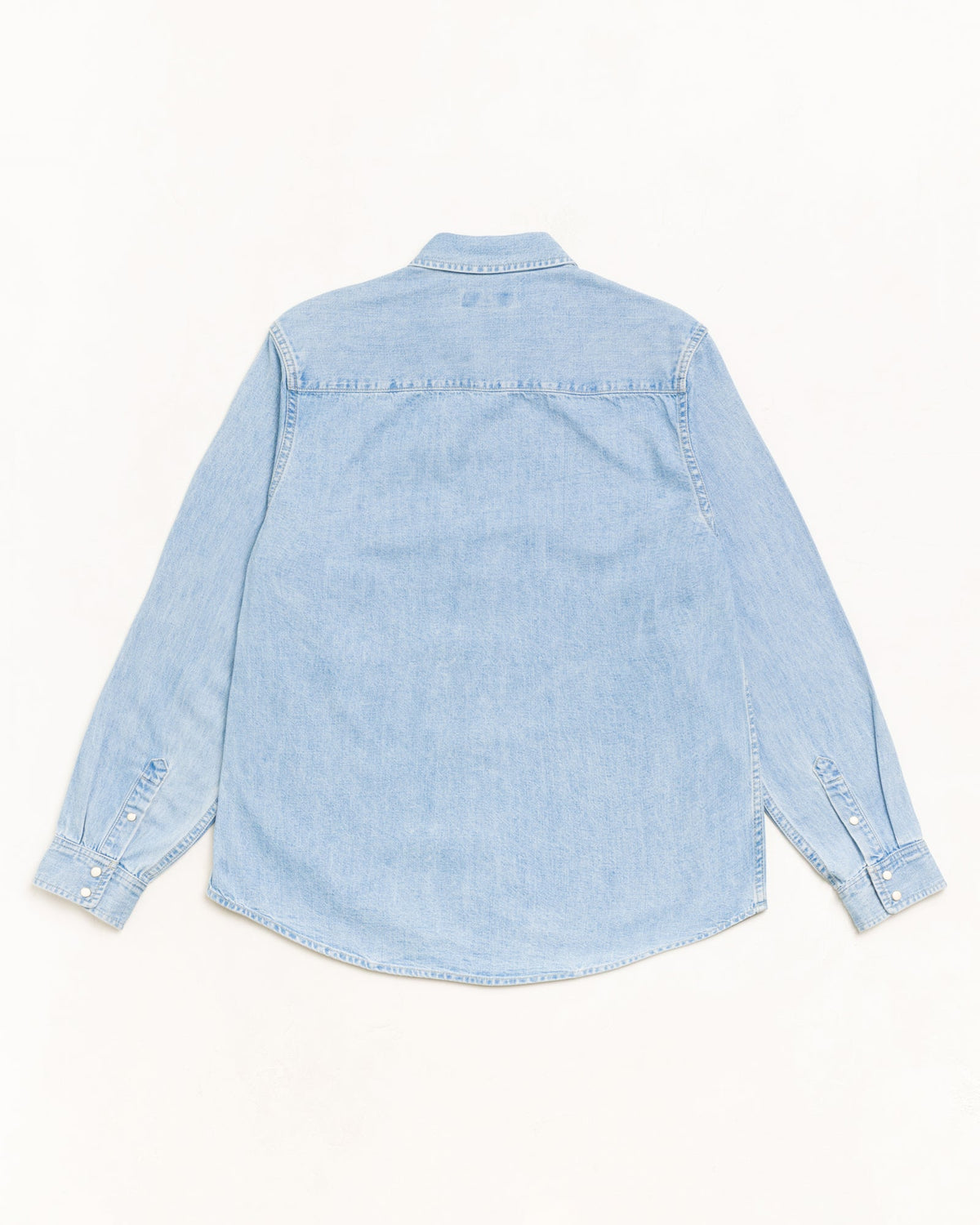 Denim Western Shirt Unisex Long Sleeve In Light Denim
