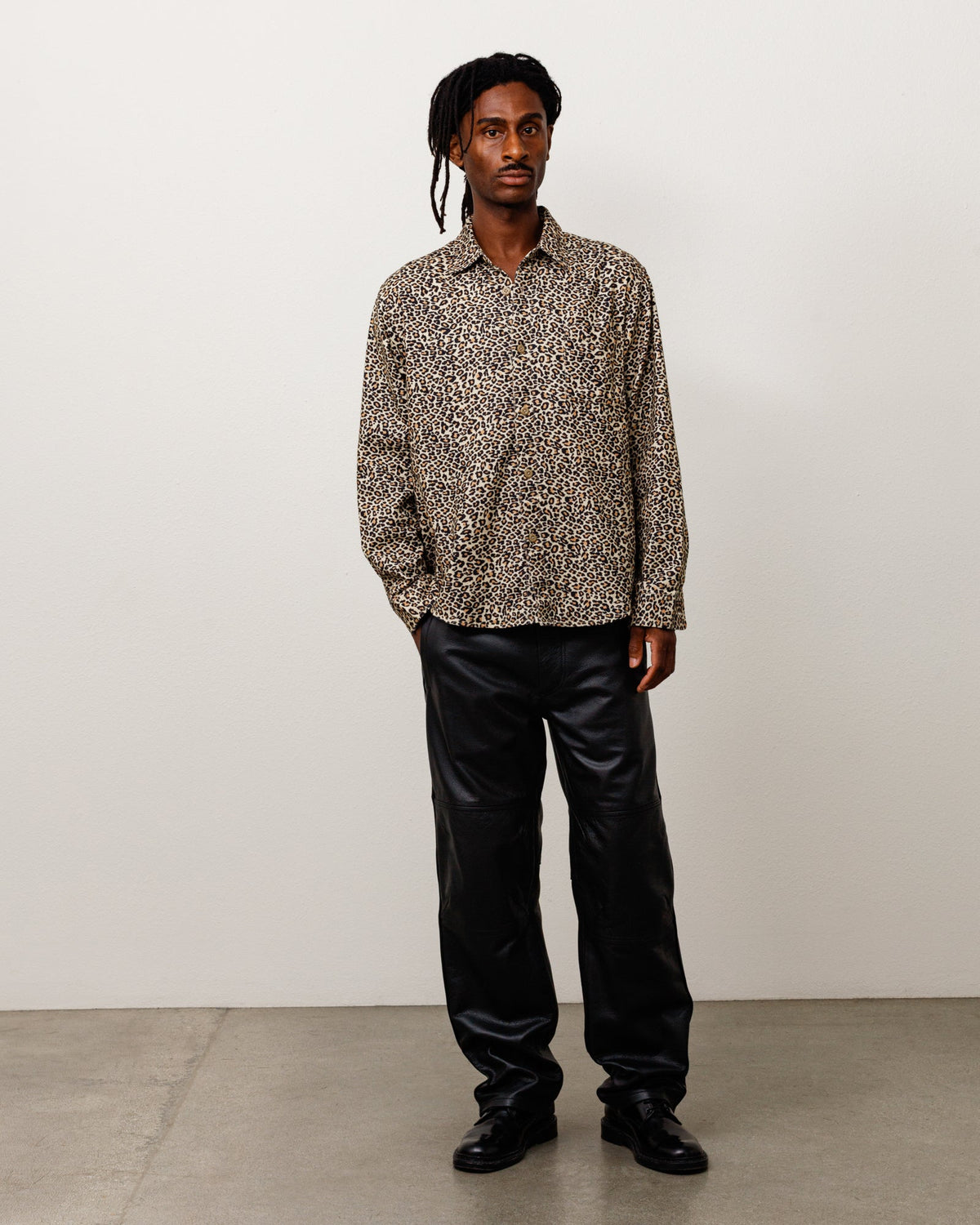 Animal Print Flannel Shirt Unisex Long Sleeve In Leopard