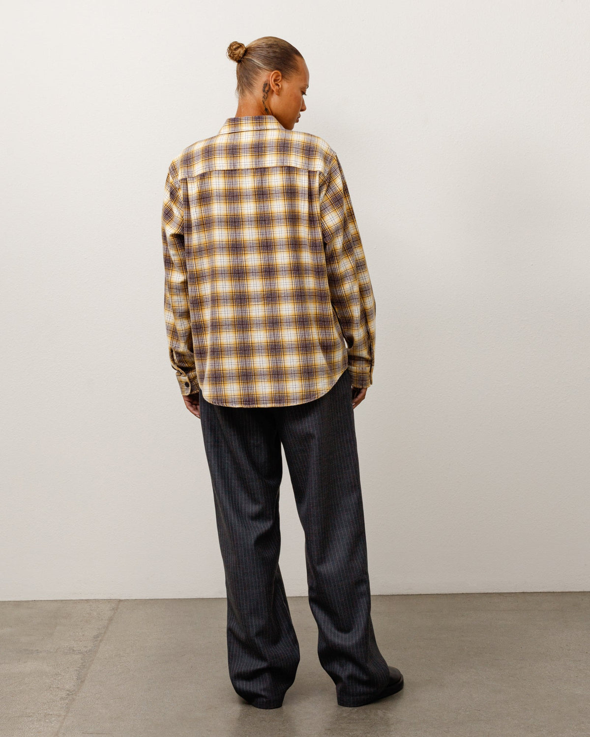Dax Plaid Shirt Unisex Long Sleeve In Gold