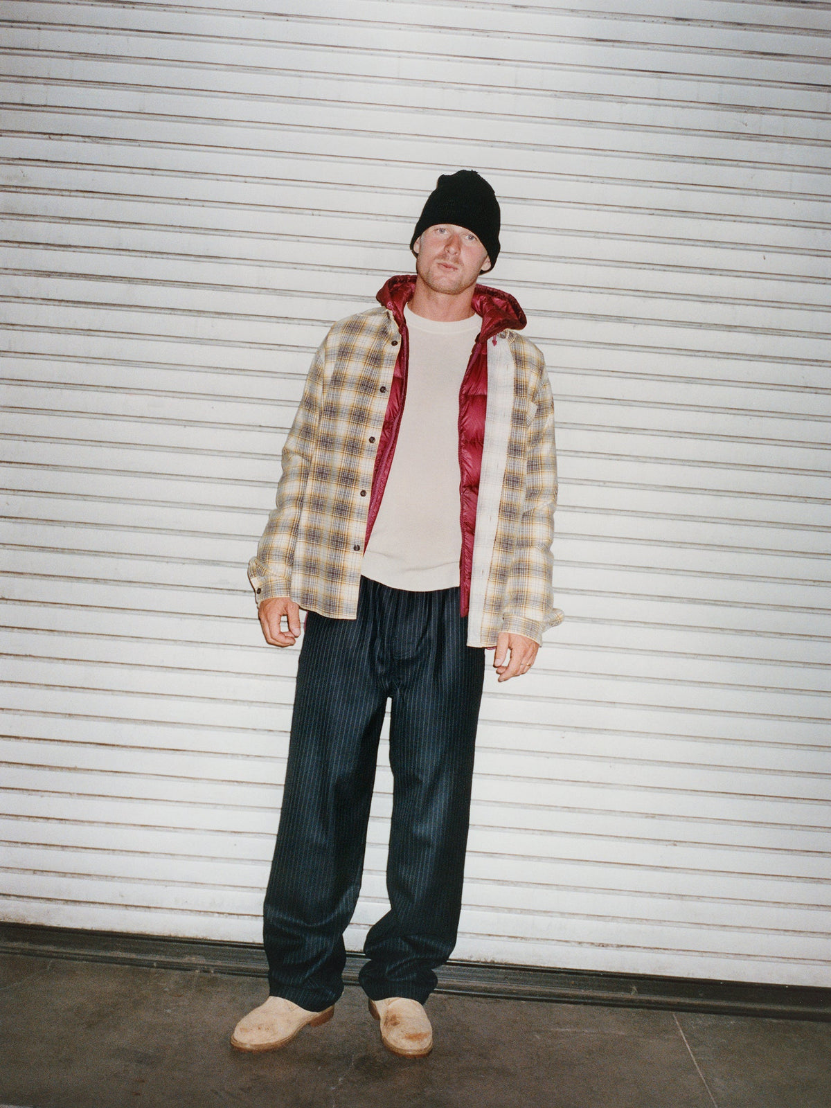 Dax Plaid Shirt Unisex Long Sleeve In Gold