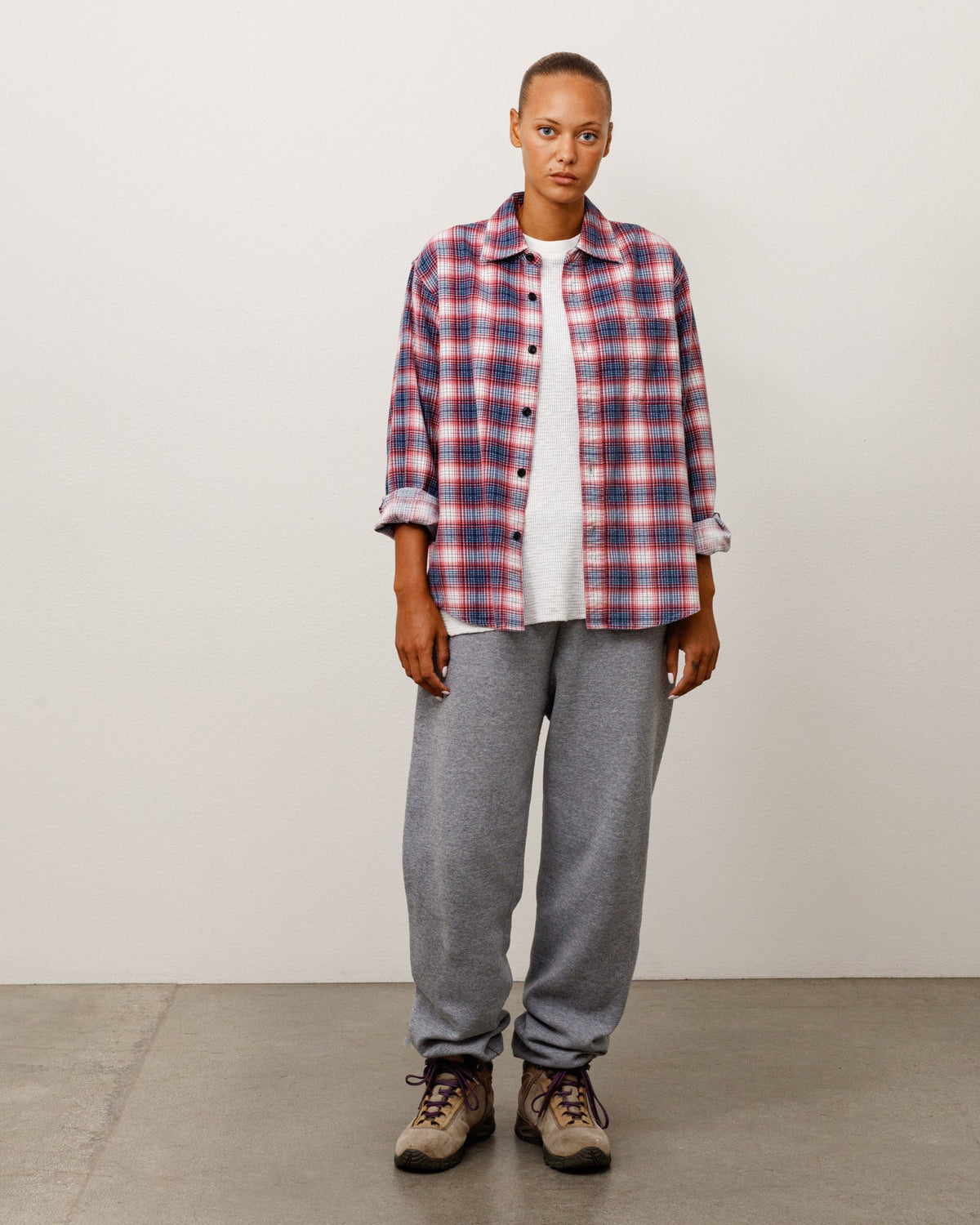 Dax Plaid Shirt Unisex Long Sleeve In Red