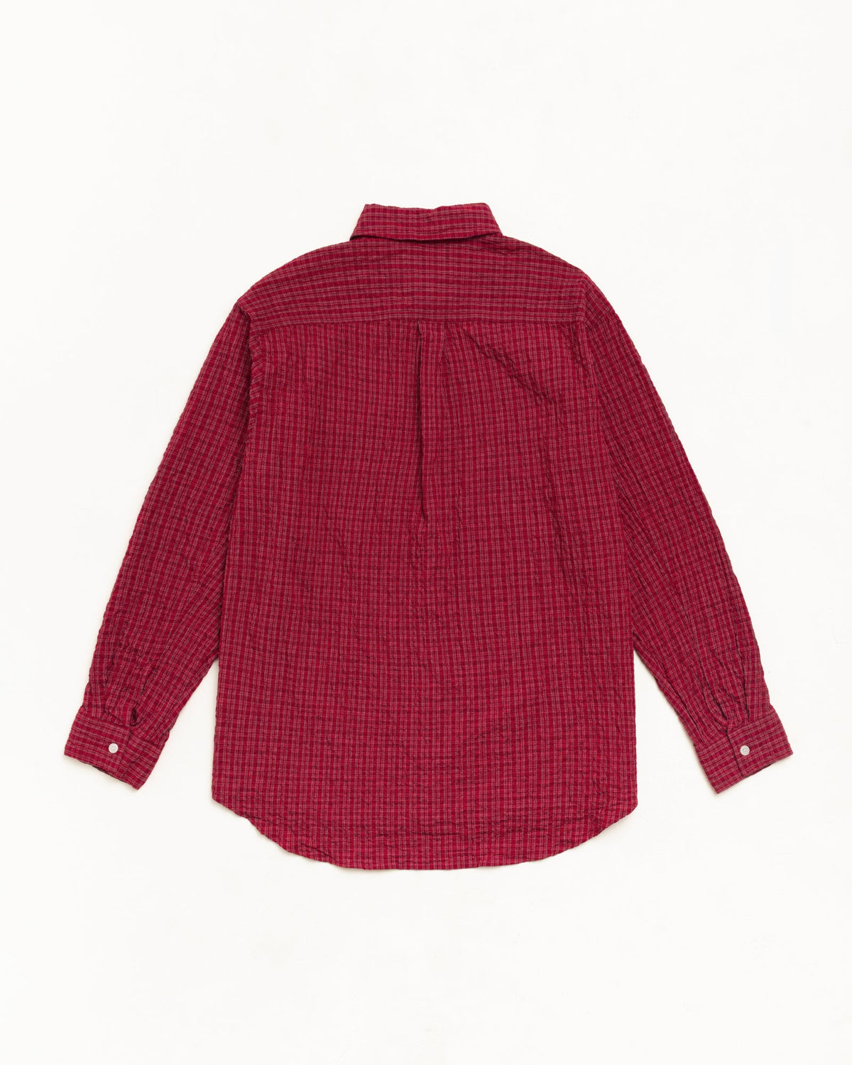 Standard Ls Shirt Crinkle Unisex Long Sleeve In Burgundy Check