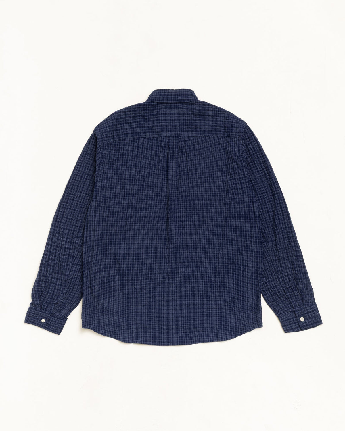 Standard Ls Shirt Crinkle Unisex Long Sleeve In Navy Check