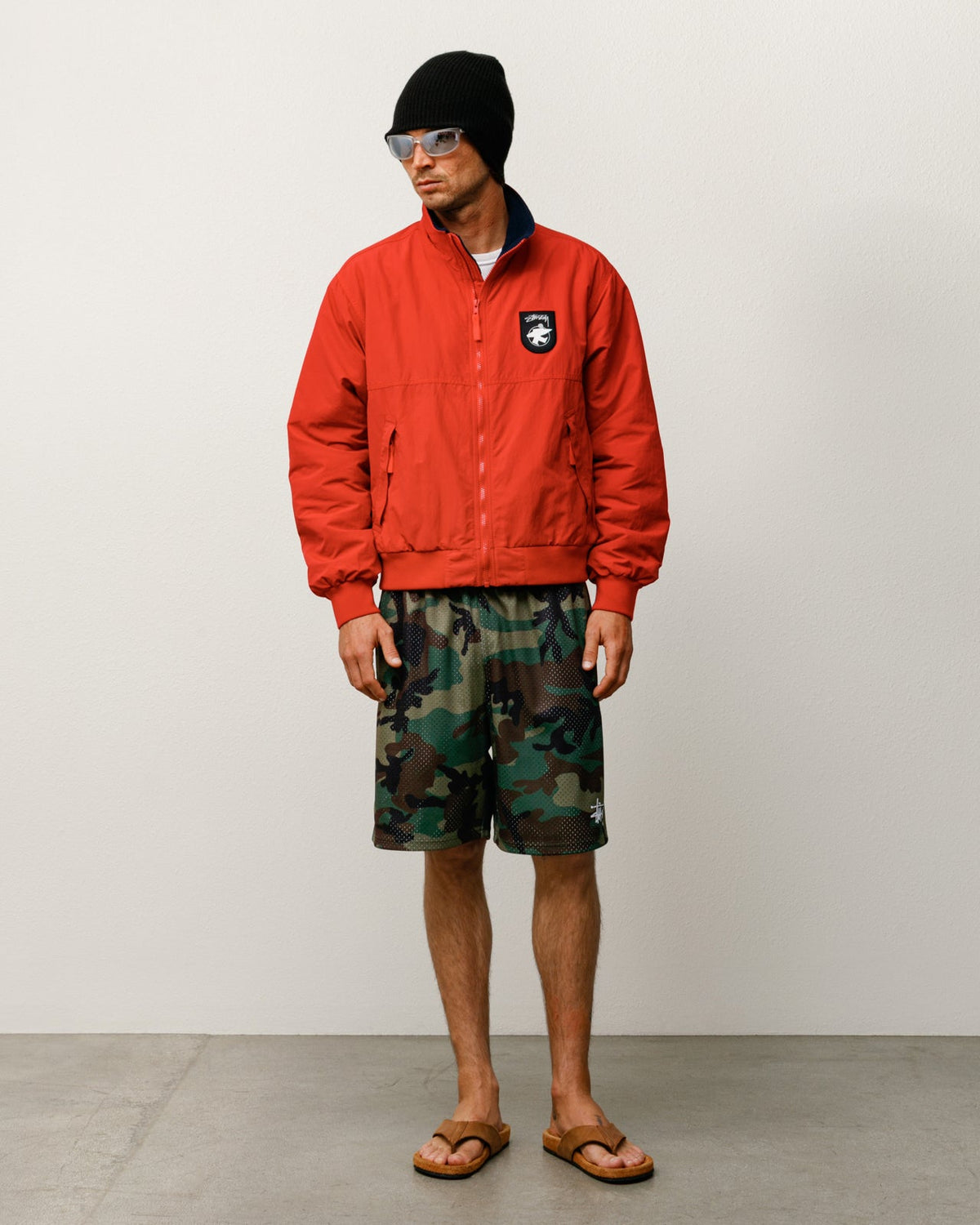 Stüssy Basic Mesh Short in Woodland Camo, relaxed-fit double-layer mesh
