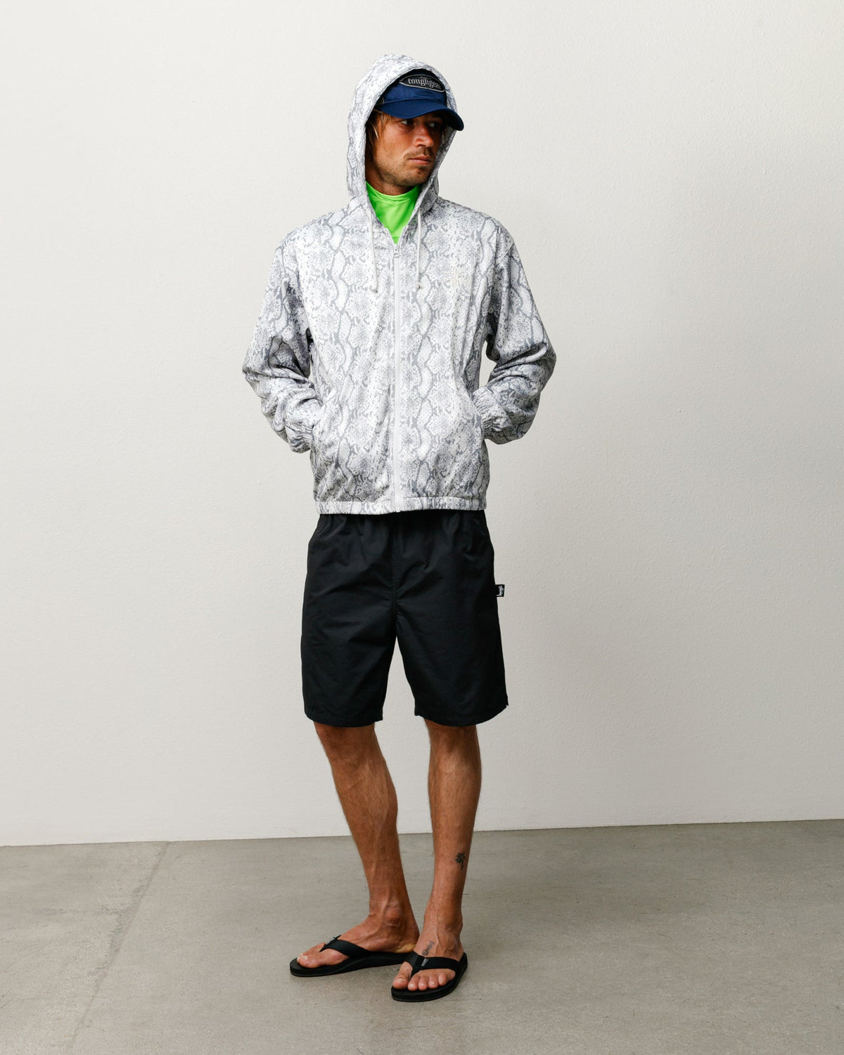 Transit Short shorts in black CORDURA nylon with elastic waist, slanted pockets, and zip back pocket.