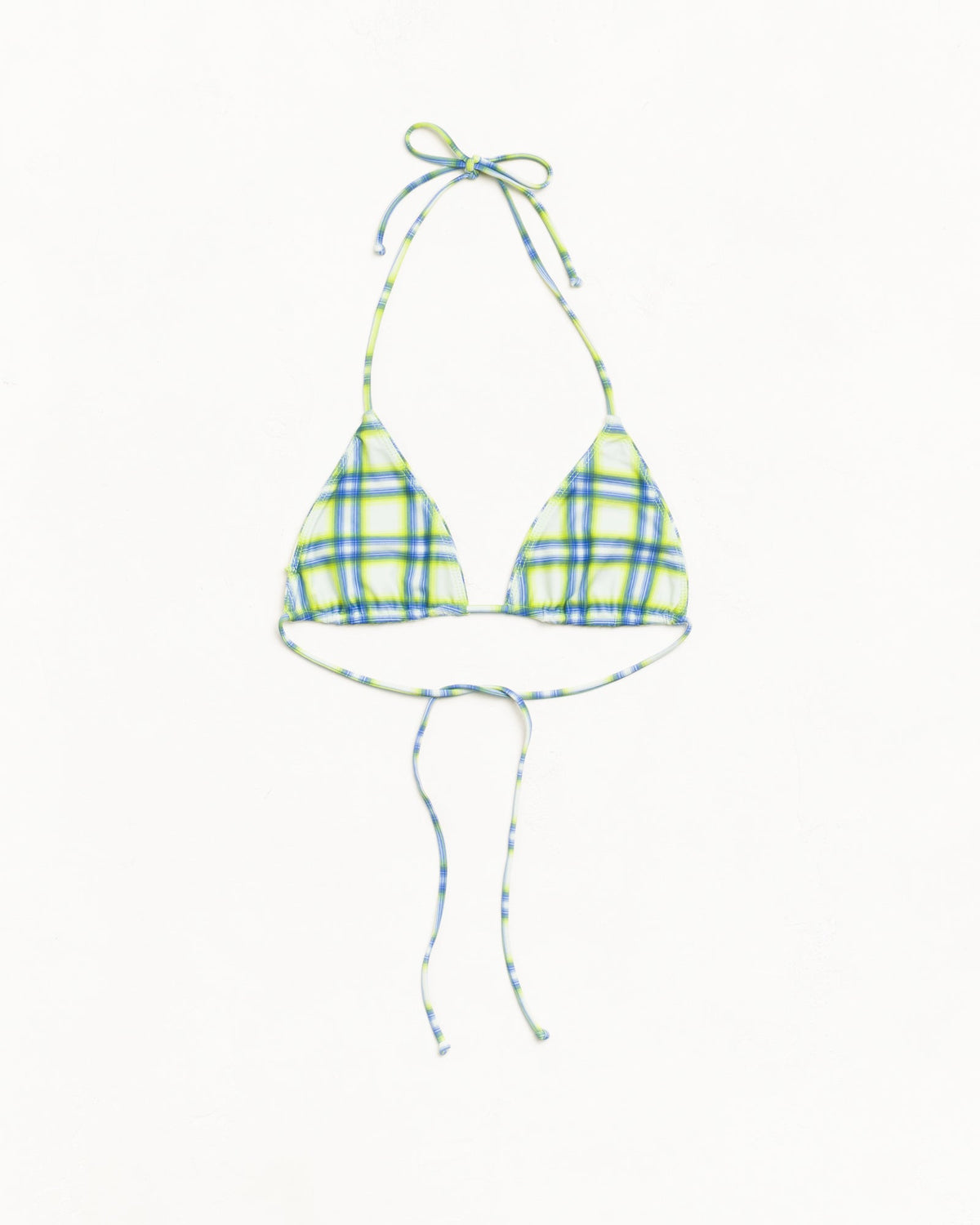 Triangle Bikini Top Womens Sleeveless In Green Plaid