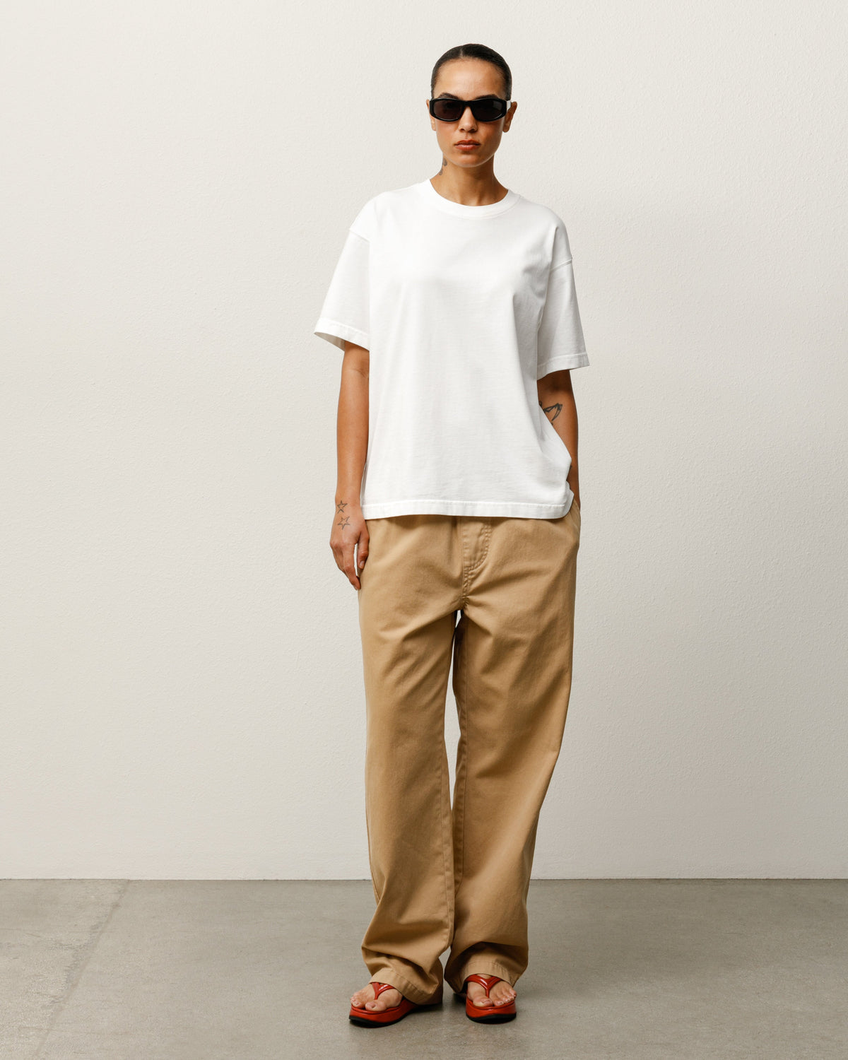 Garment Dyed SS Tee tee in White, relaxed midweight cotton crewneck short sleeve by Stüssy.