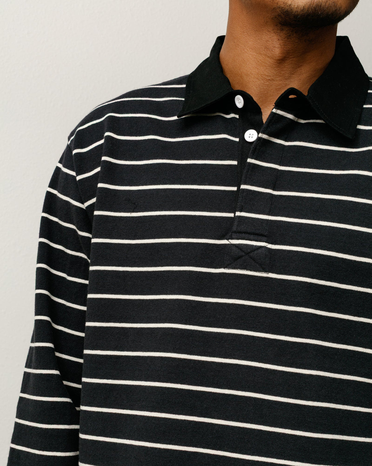 Pin Striped Rugby Mens Long Sleeve In Black