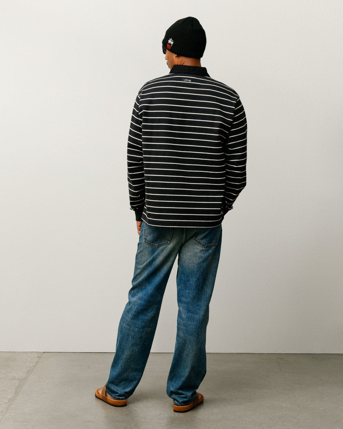 Pin Striped Rugby Mens Long Sleeve In Black