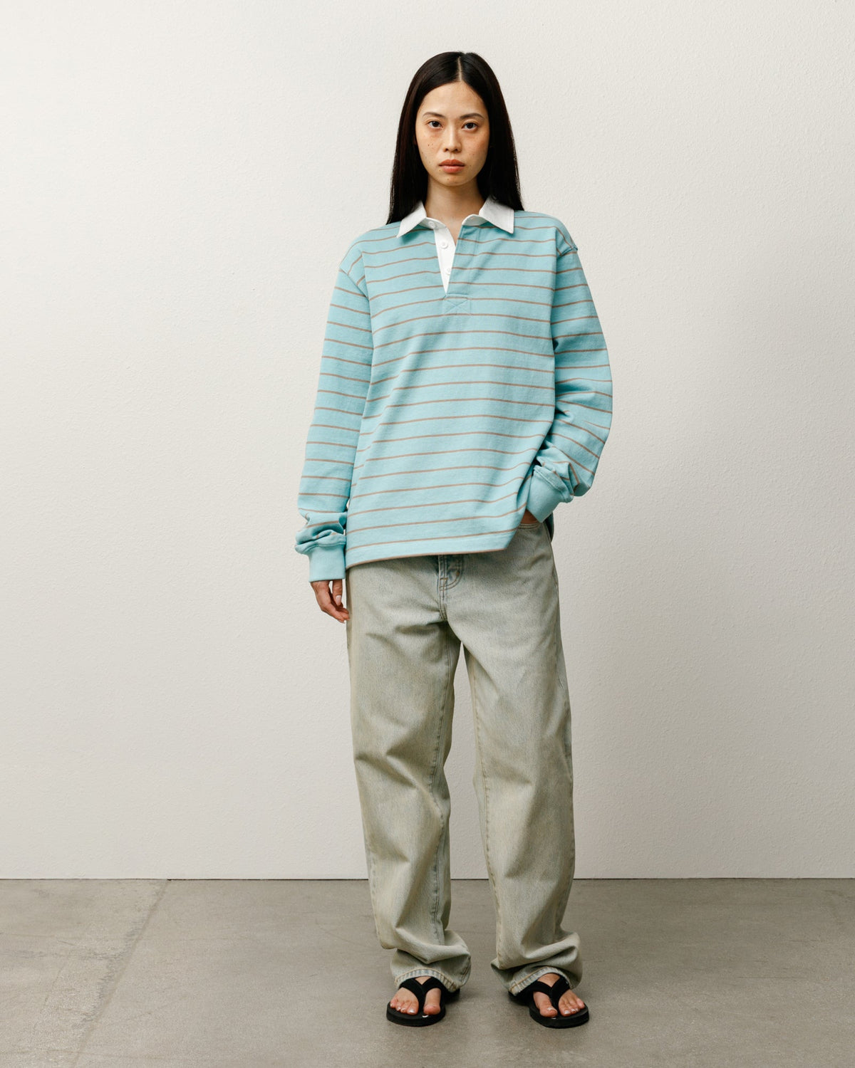 Pin Striped Rugby Mens Long Sleeve In Blue