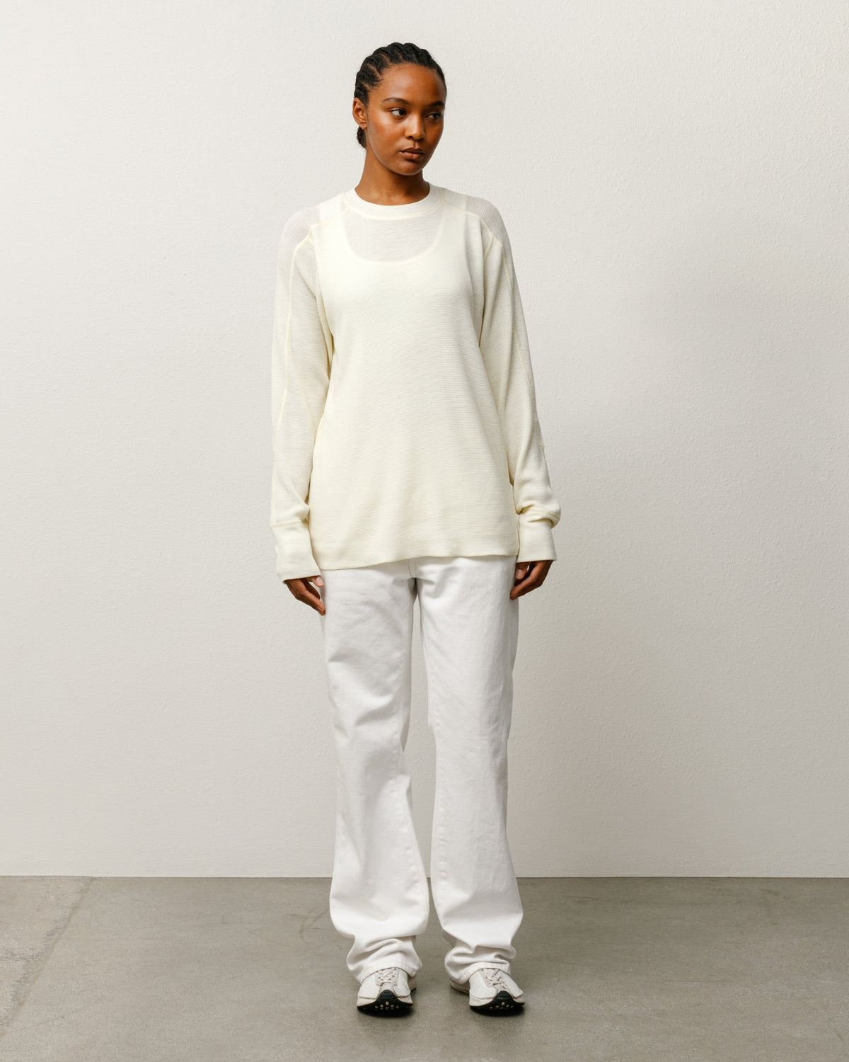 Stüssy Wool LS Thermal crewneck long sleeve in ecru