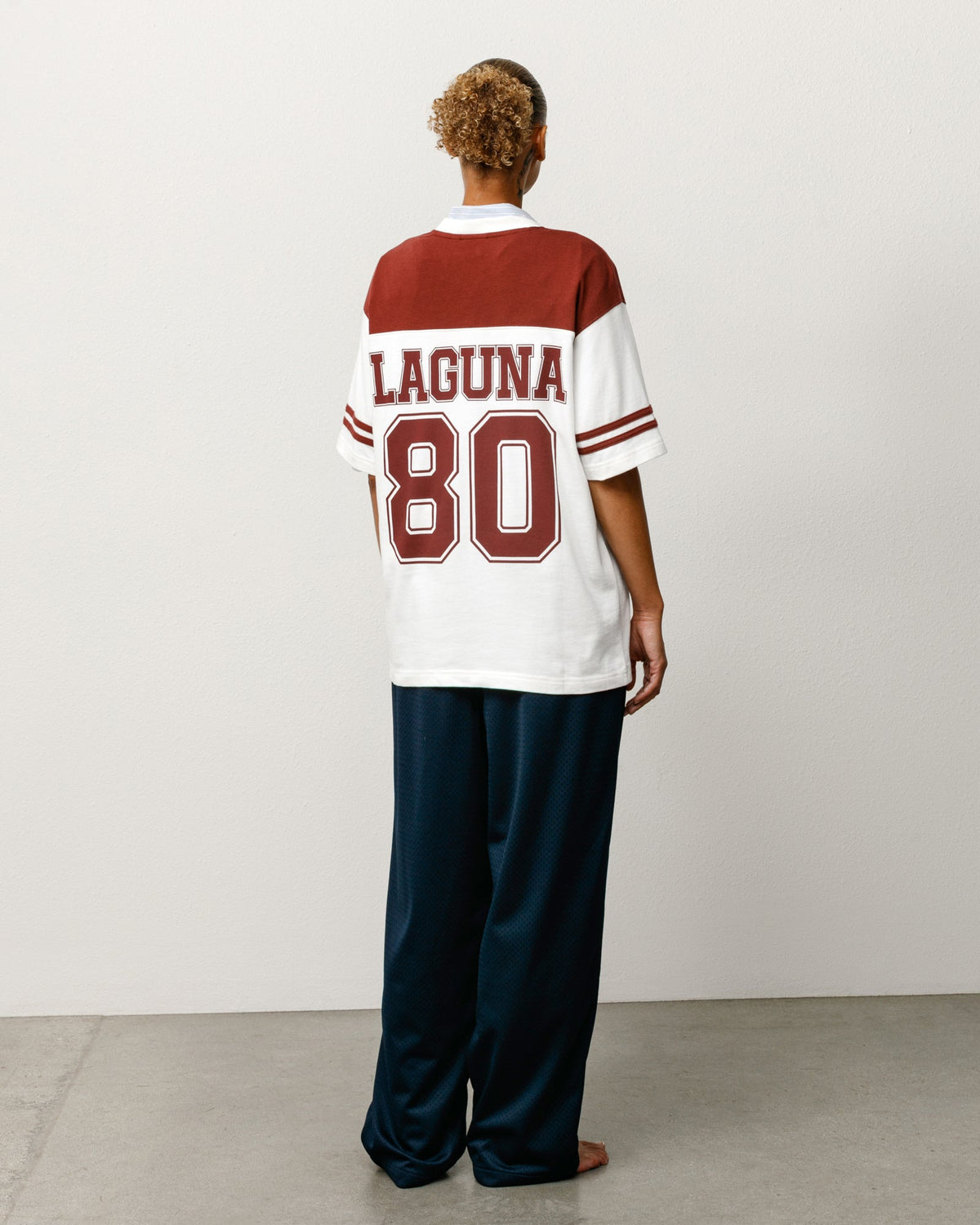 Laguna 80 Jersey in maroon stonewashed cotton, relaxed fit with back LAGUNA 80 graphic