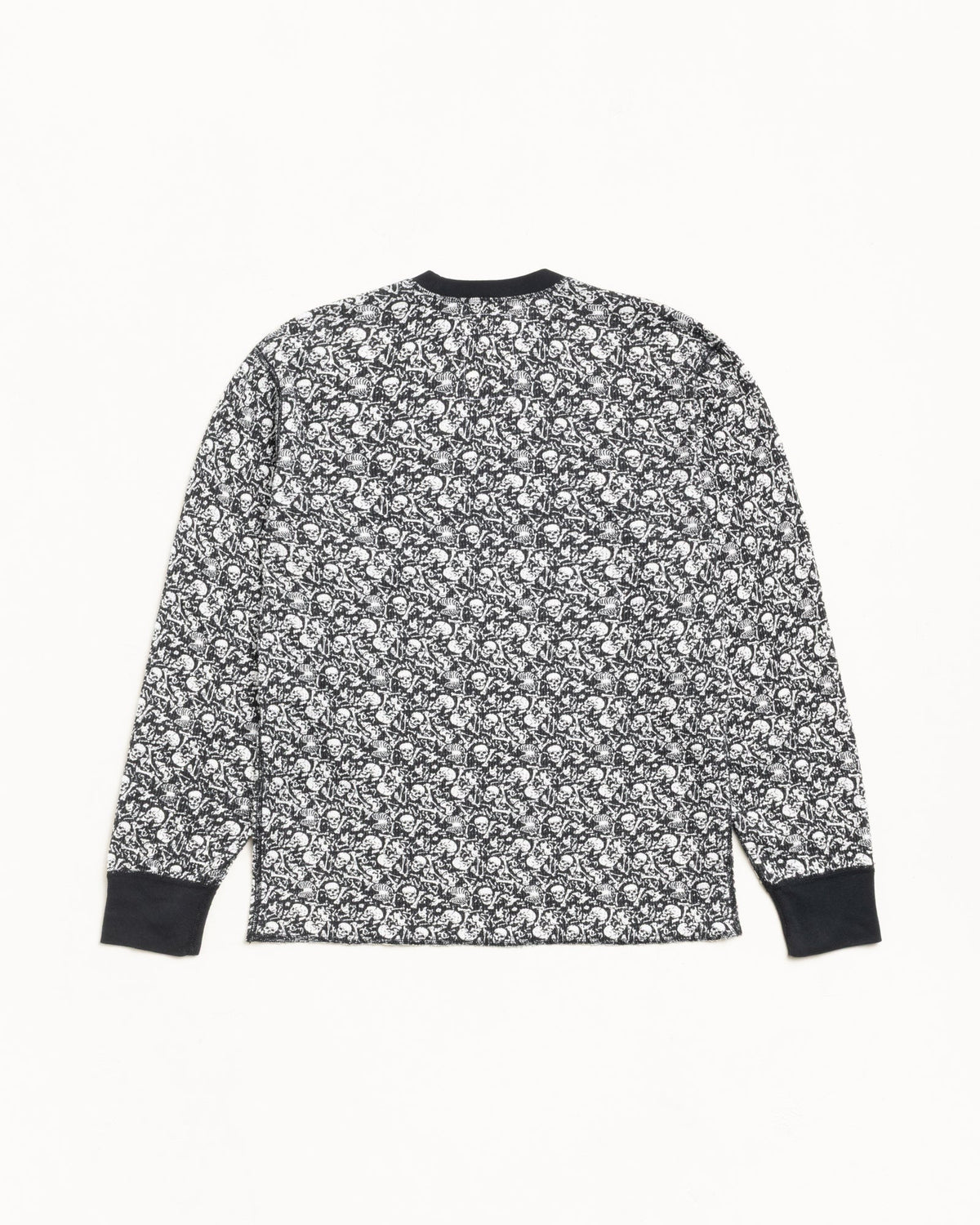 Pigment Dyed LS Thermal waffle knit long sleeve in Bones, allover skull print