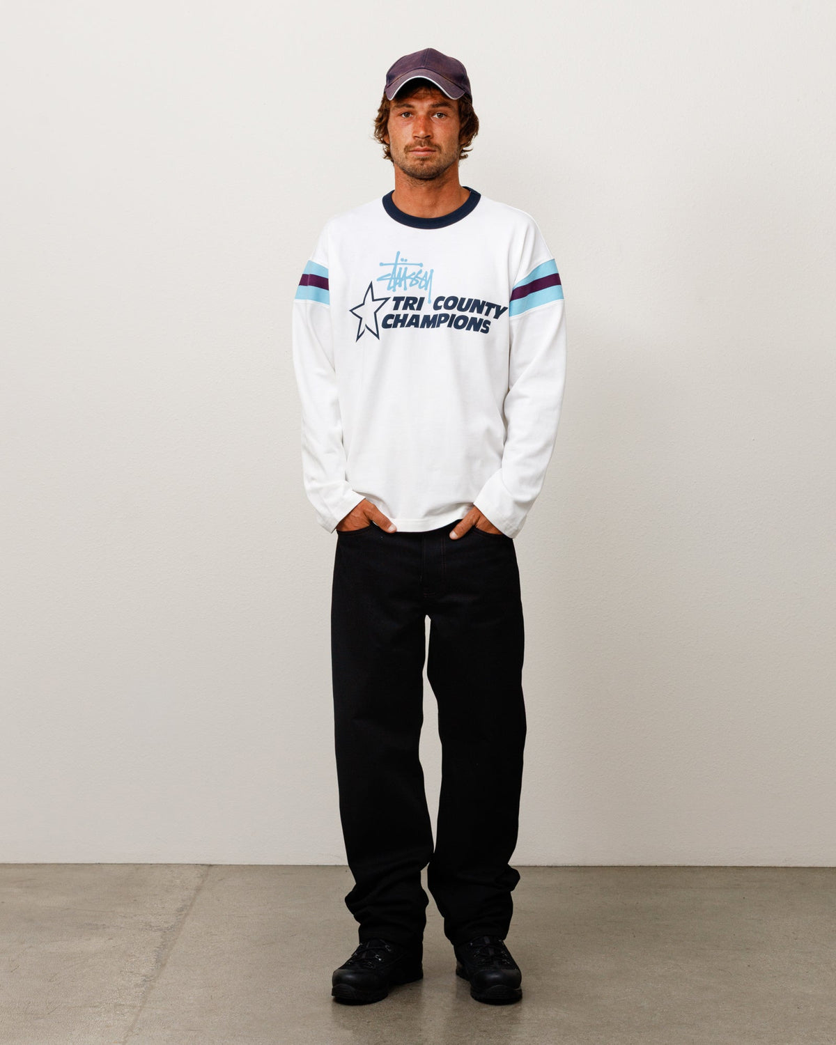 Ls Ringer Tee Unisex Long Sleeve In White