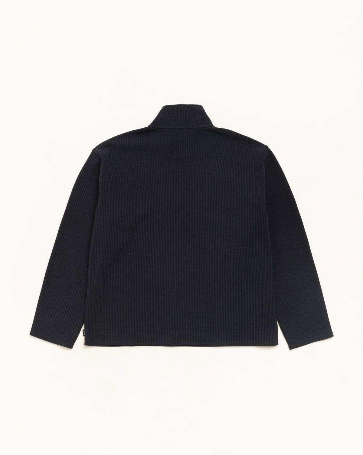 Textured Zip Mock Unisex Long Sleeve In Black