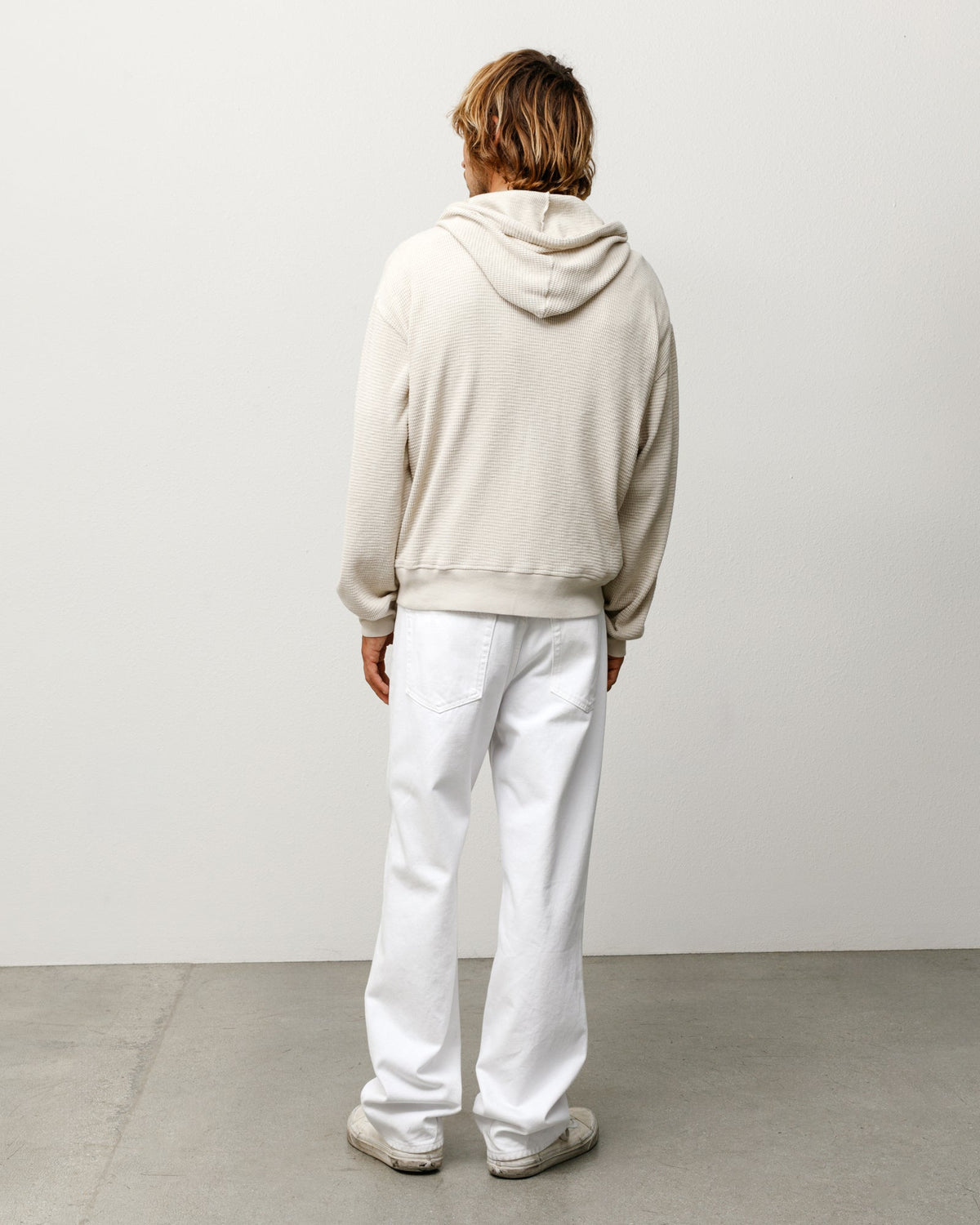 Lightweight Thermal Hoodie zip hood in the color Bone