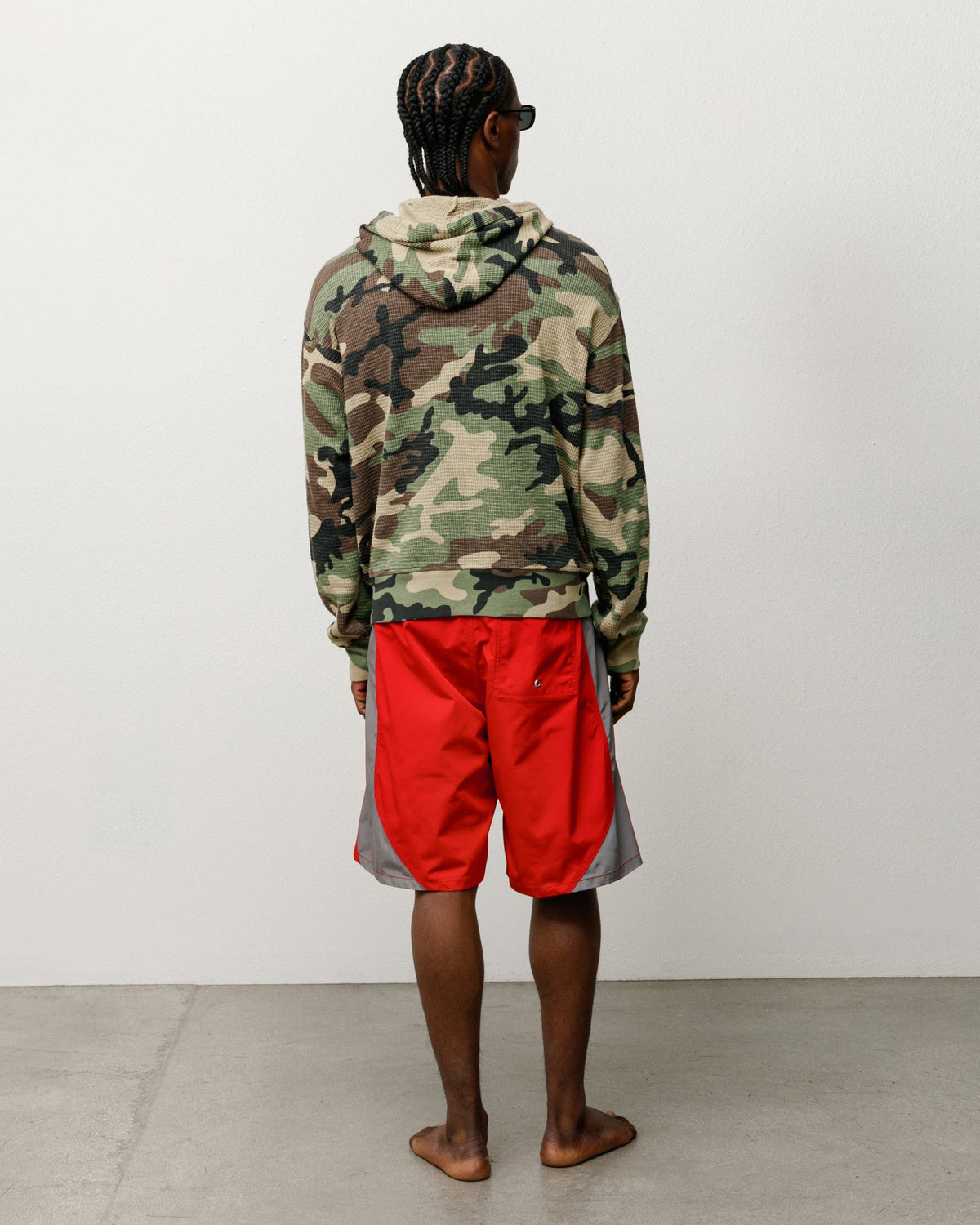 Lightweight Thermal Hoodie hoodie in Camo, waffle-knit zip style, back view