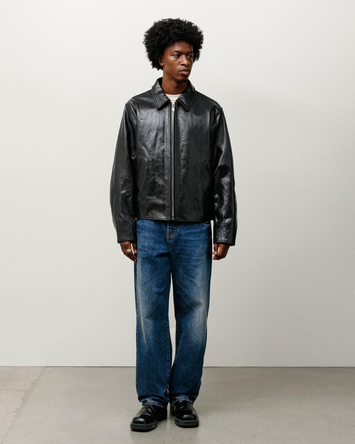 Garage Jacket Leather Mens Long Sleeve In Black