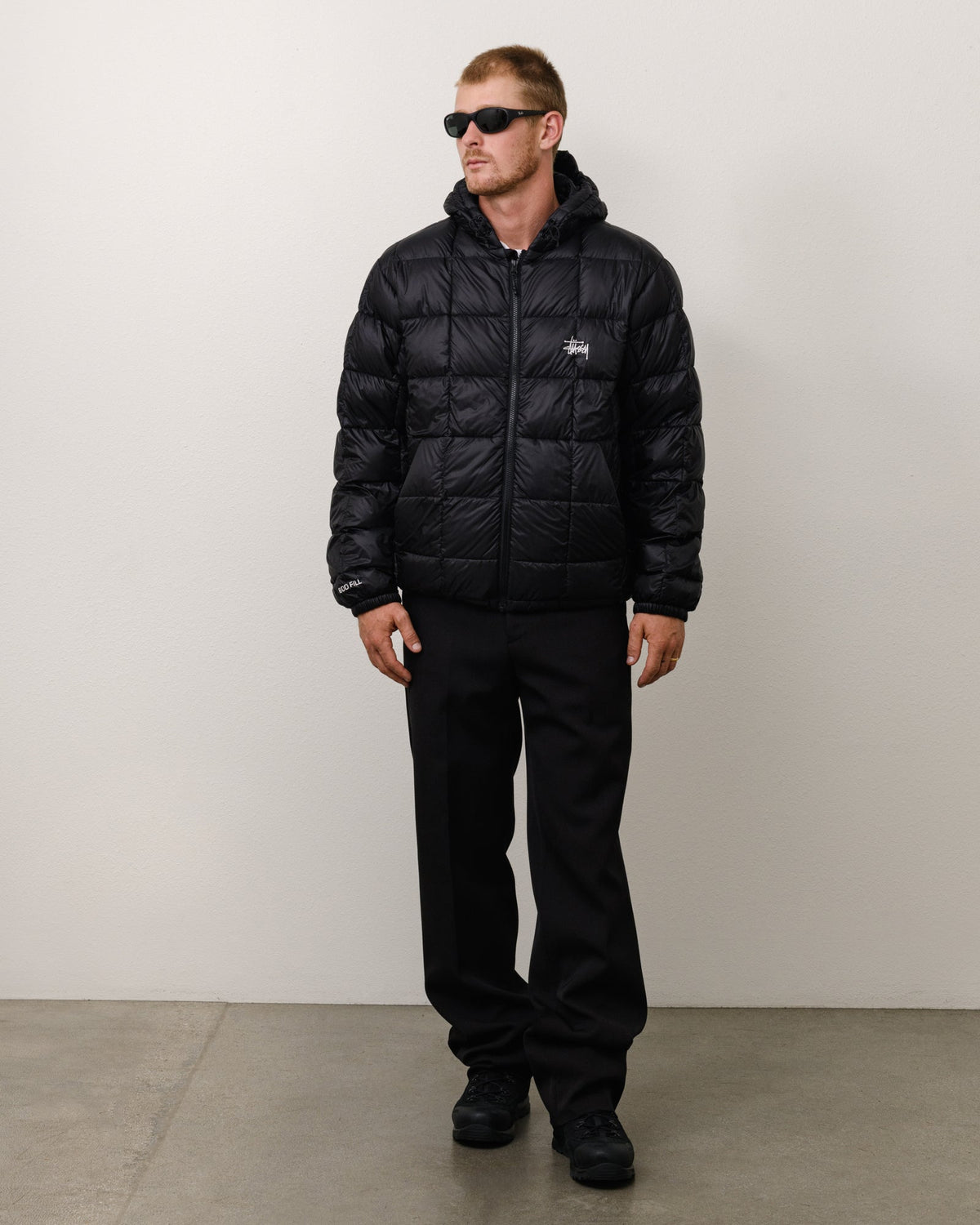Midweight Hooded Puffer Unisex Long Sleeve In Black