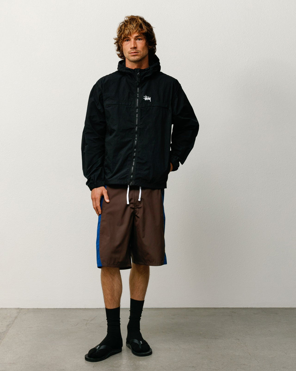 Lightweight Hooded Jacket Mens Long Sleeve In Black