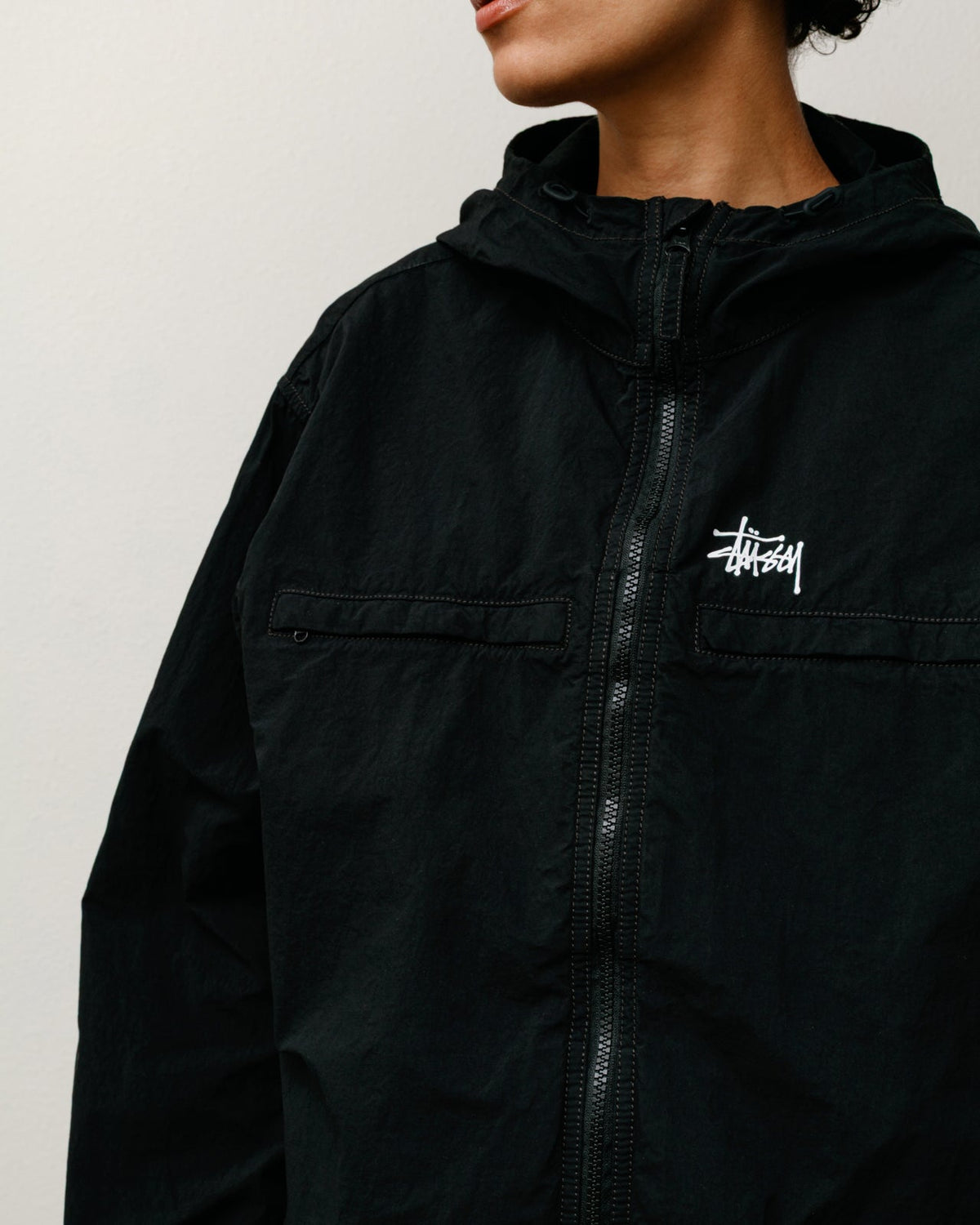 Lightweight Hooded Jacket Mens Long Sleeve In Black