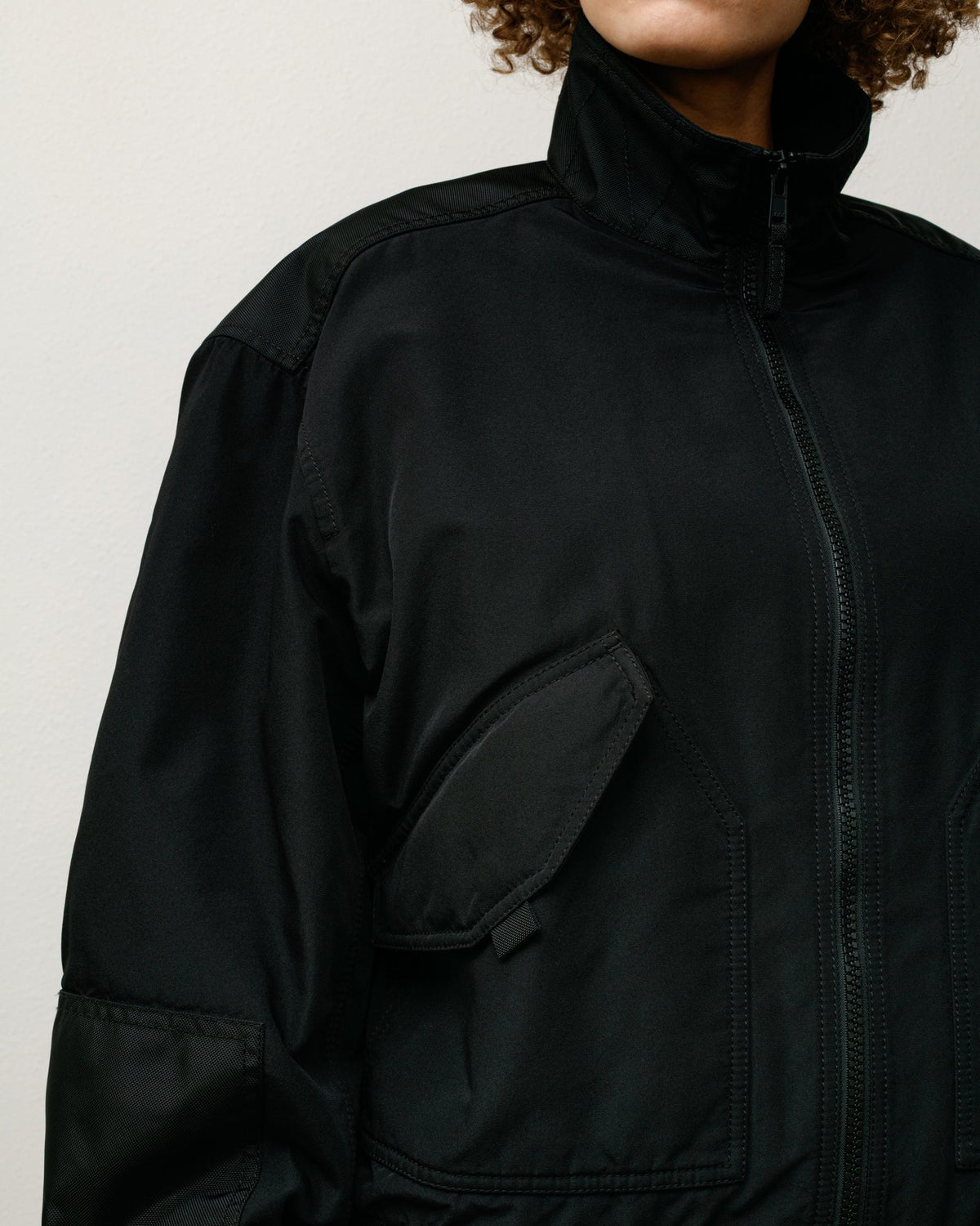 Mock Neck Flight Bomber Mens Long Sleeve In Black