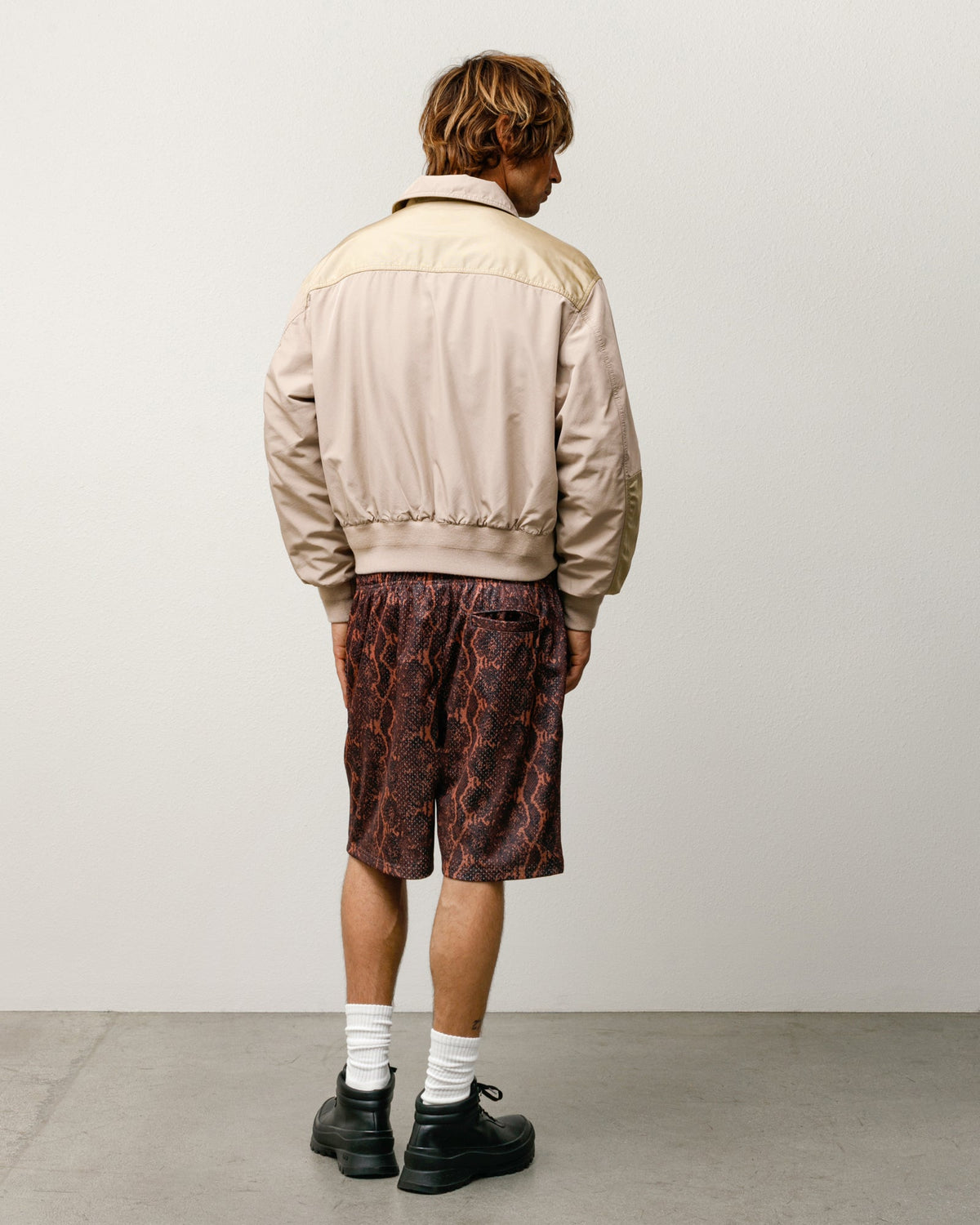 Mock Neck Flight Bomber Mens Long Sleeve In Khaki