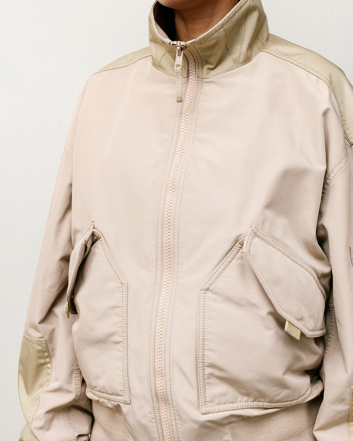 Mock Neck Flight Bomber Mens Long Sleeve In Khaki