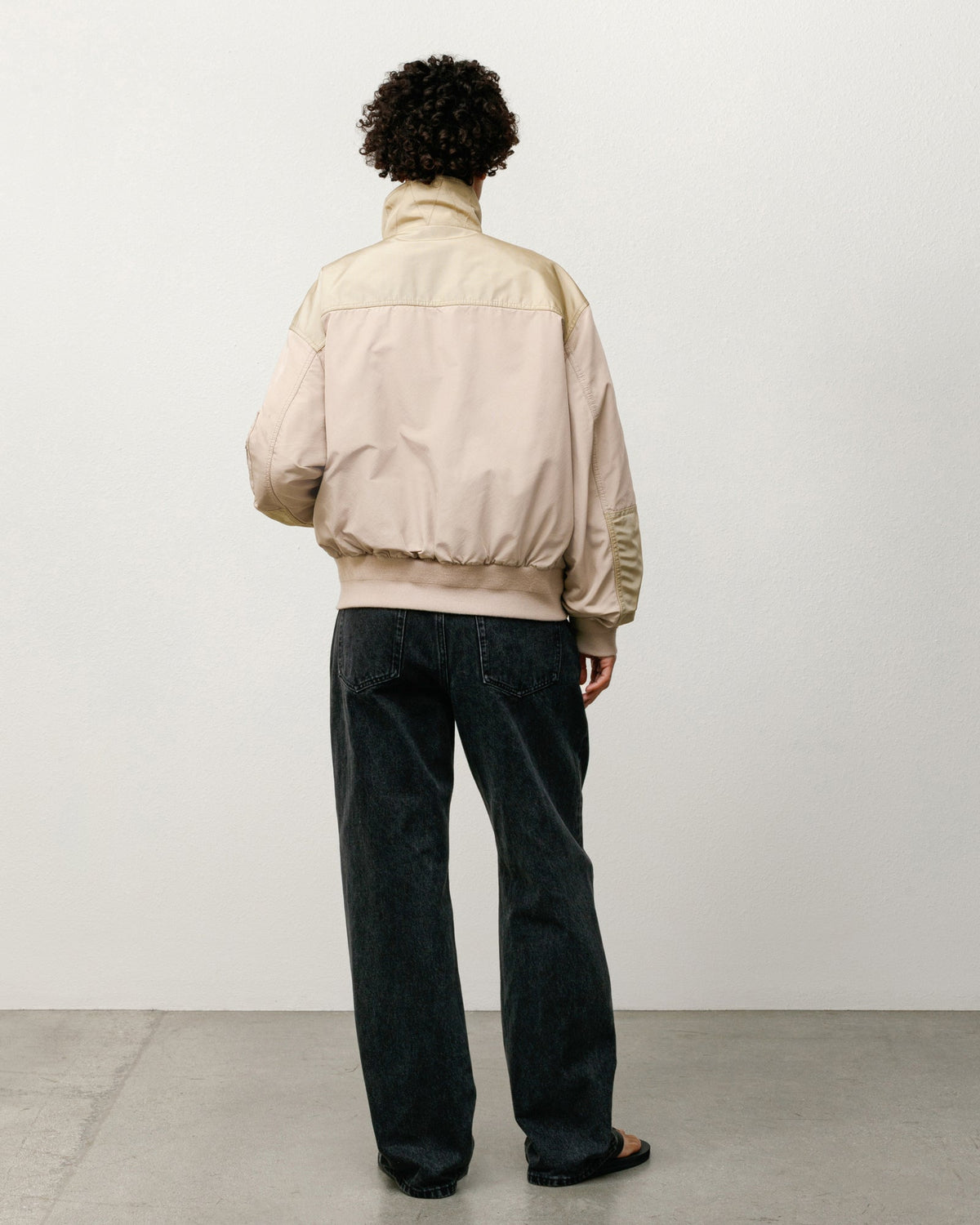 Mock Neck Flight Bomber Mens Long Sleeve In Khaki