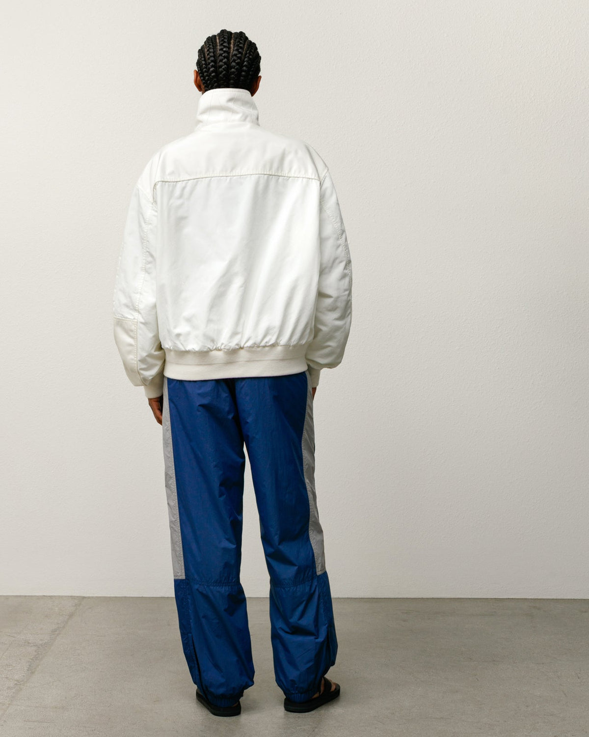 Mock Neck Flight Bomber Mens Long Sleeve In White