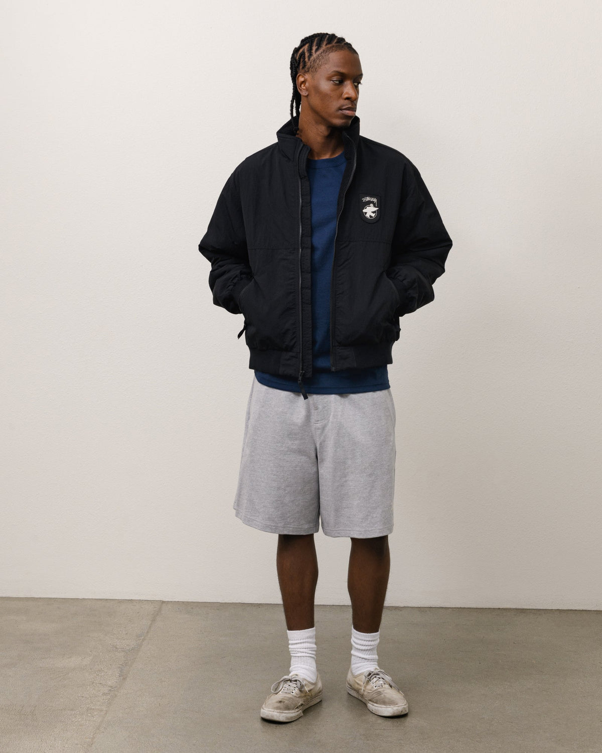 Polar Fleece Lined Jacket Mens Long Sleeve In Black