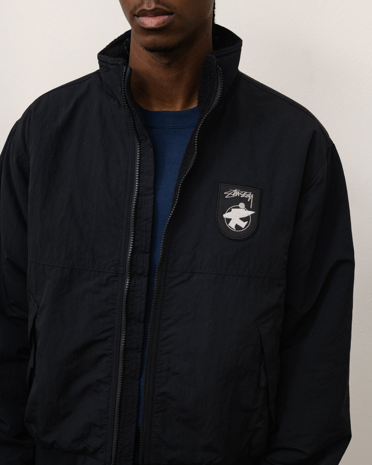 Polar Fleece Lined Jacket Mens Long Sleeve In Black