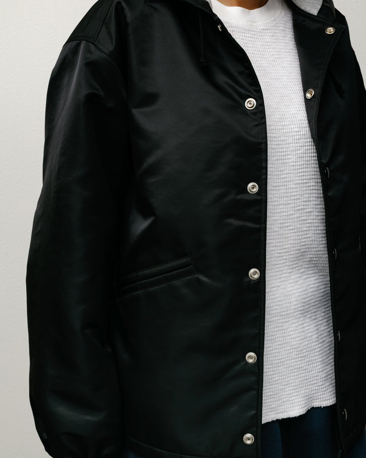 Hooded Coaches Jacket Mens Long Sleeve In Black