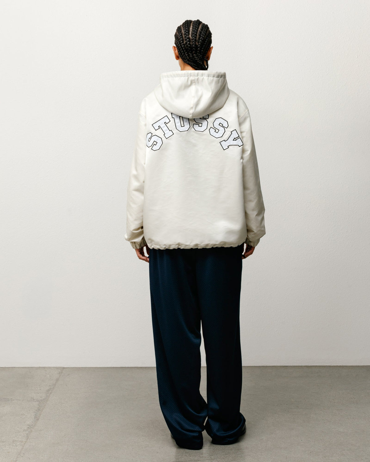Hooded Coaches Jacket Unisex Long Sleeve In Bone