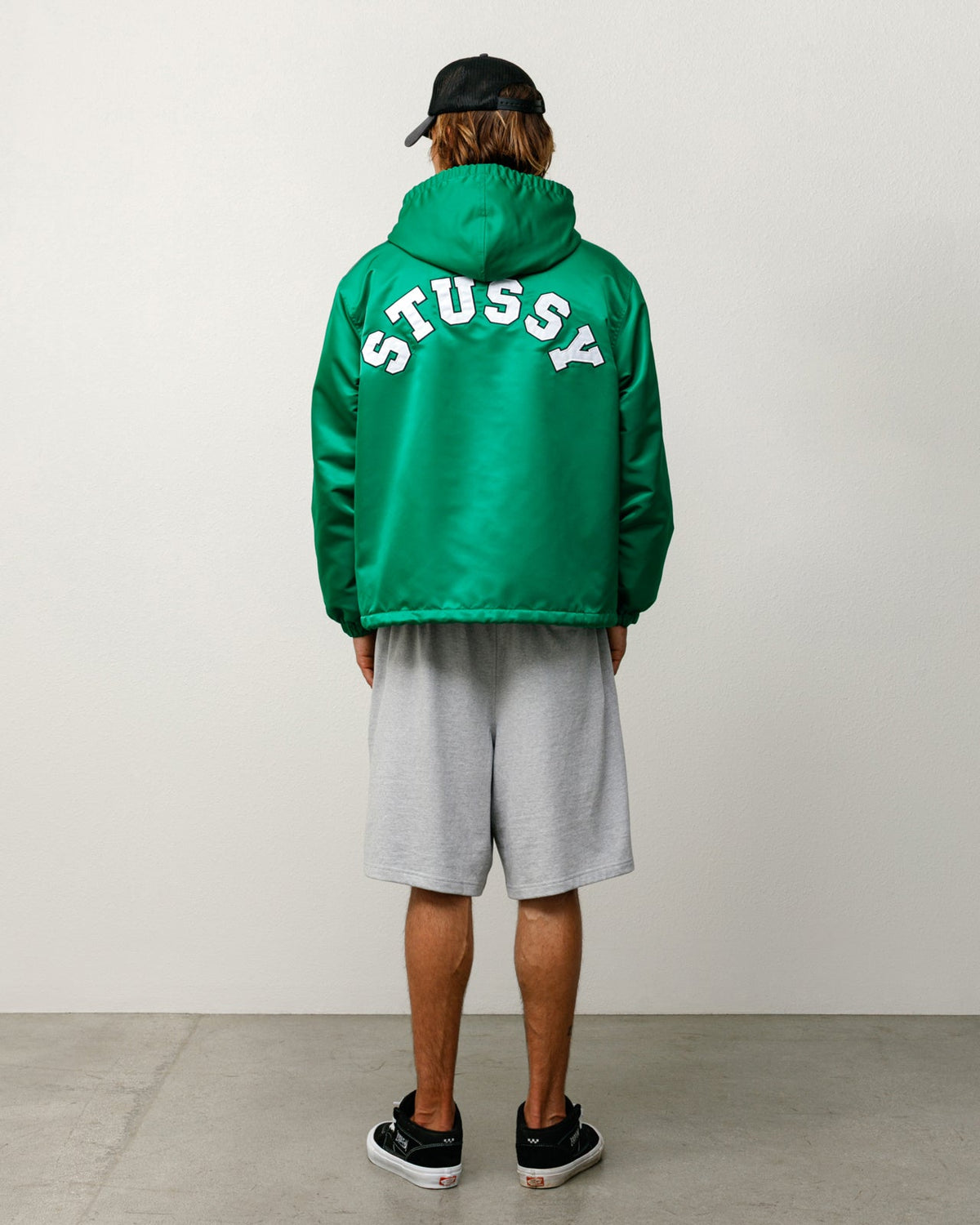 Hooded Coaches Jacket Mens Long Sleeve In Green