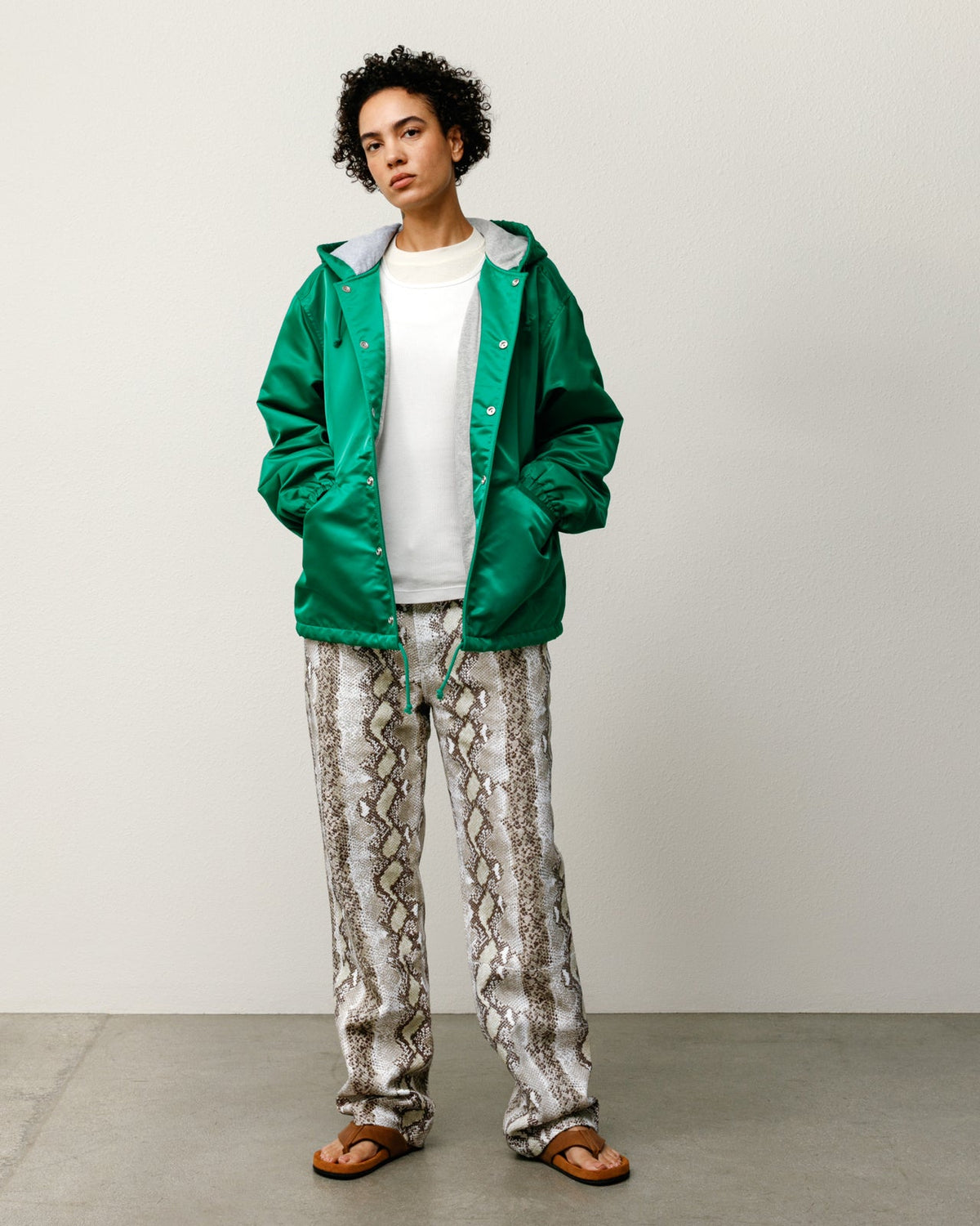 Hooded Coaches Jacket Mens Long Sleeve In Green