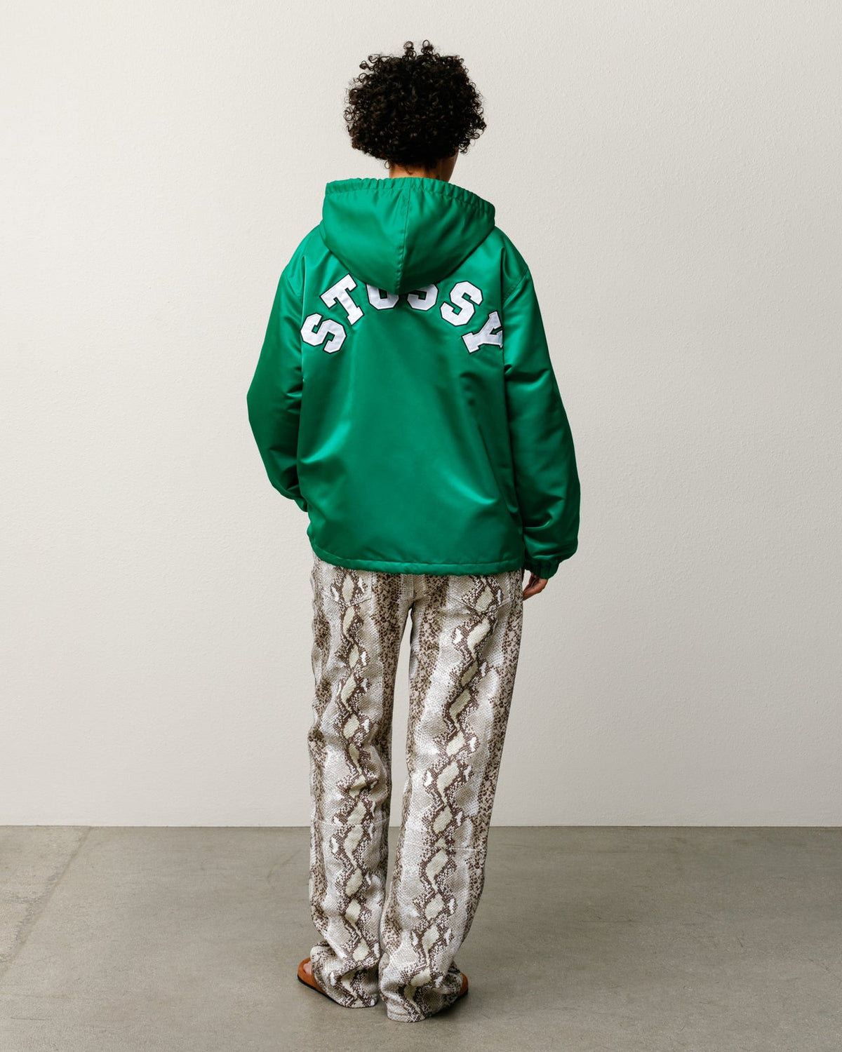 Hooded Coaches Jacket Mens Long Sleeve In Green