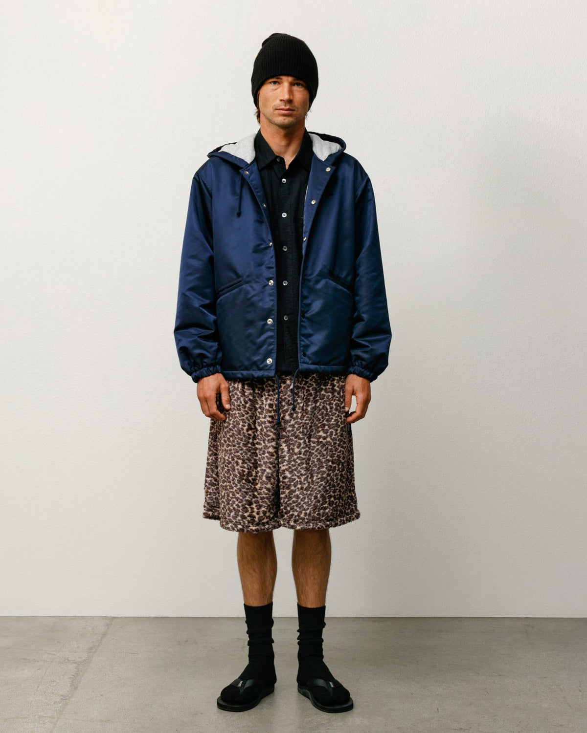 Hooded Coaches Jacket Mens Long Sleeve In Navy