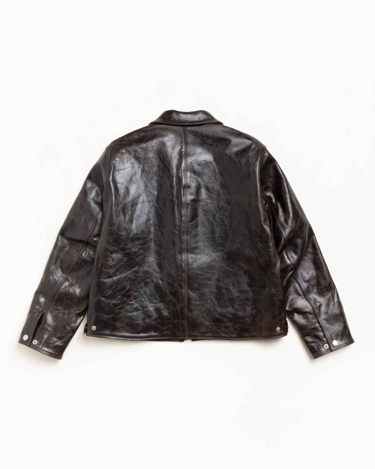 Garage Jacket Leather Mens Long Sleeve In Dark Brown