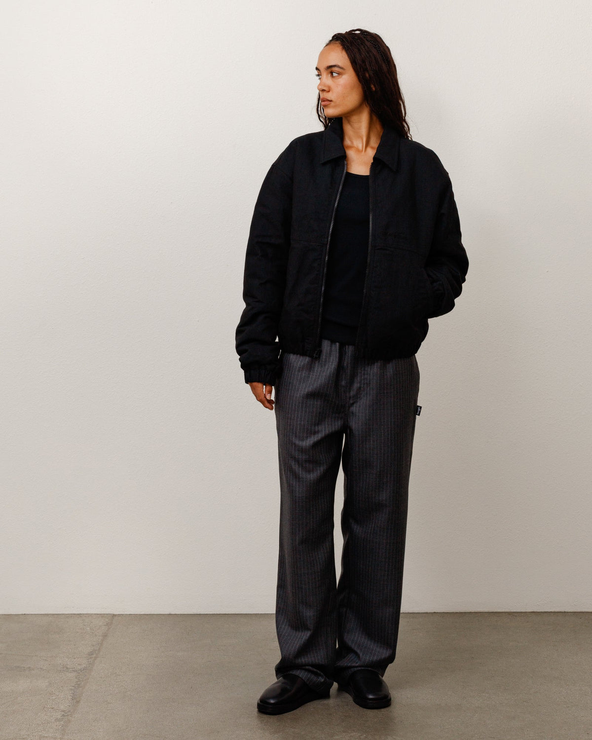 Nyco Collared Work Jacket Unisex Long Sleeve In Black