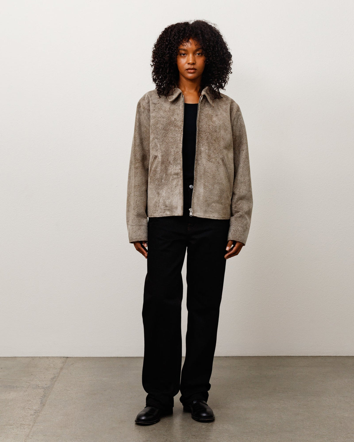 Garage Jacket Suede Unisex Long Sleeve In Suede