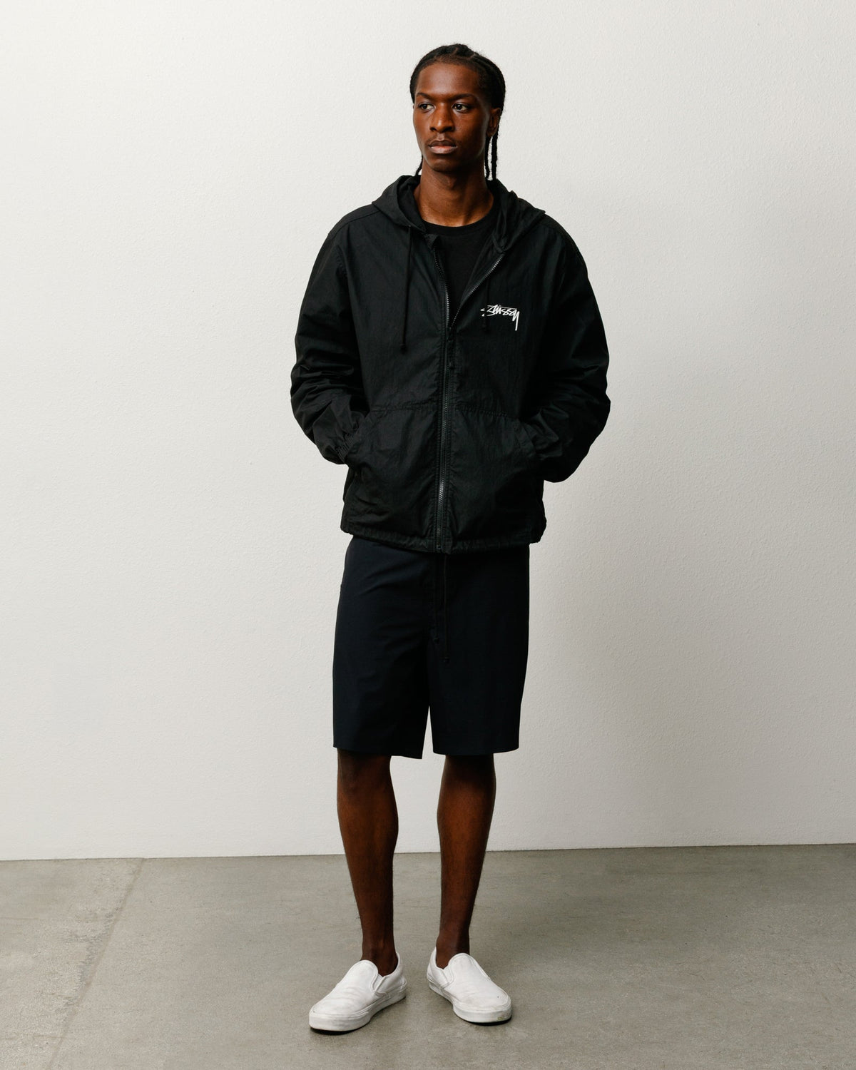 Waxed Cotton Beach Shell Unisex Jacket in Black