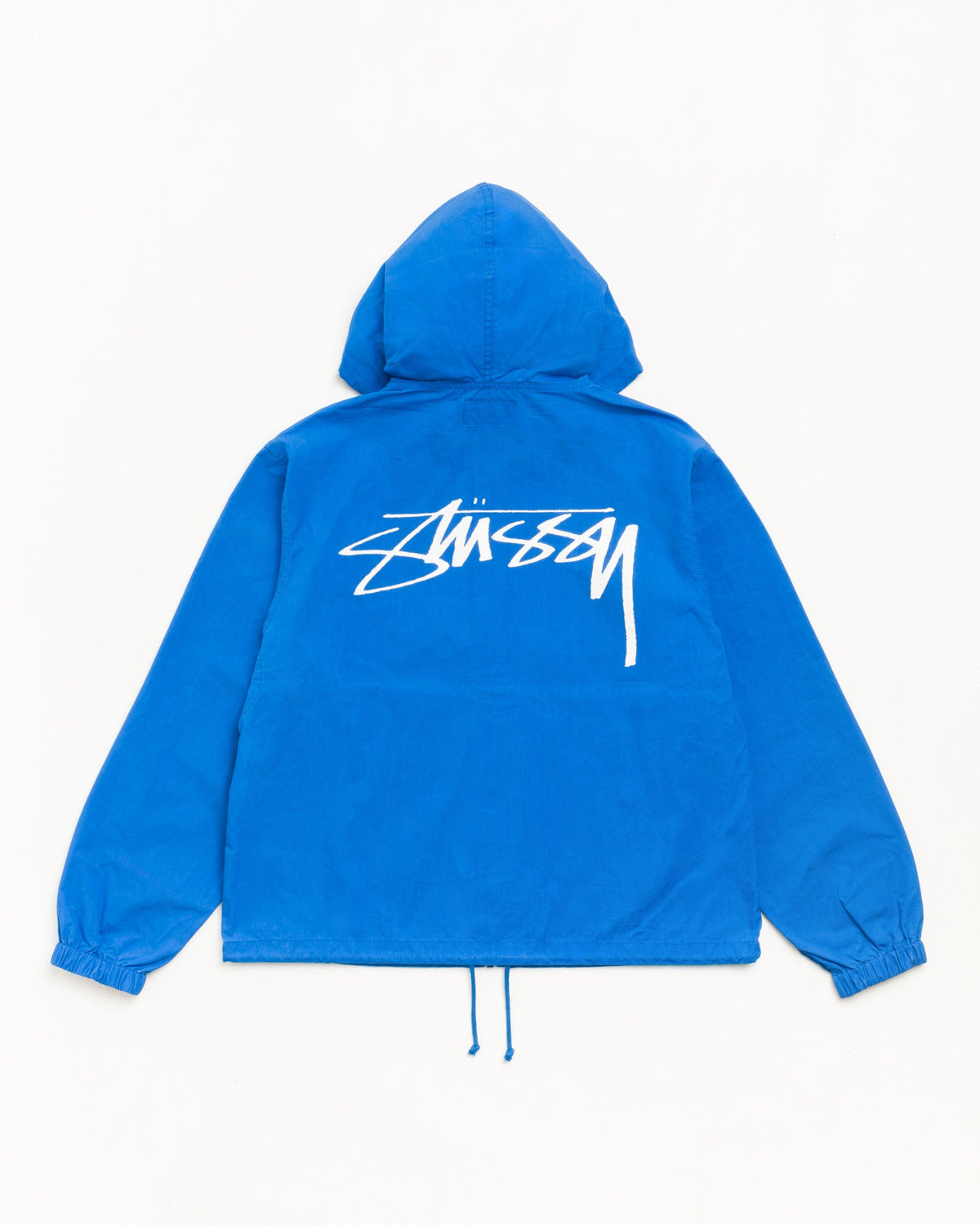 Waxed Cotton Beach Shell unisex hooded jacket in blue