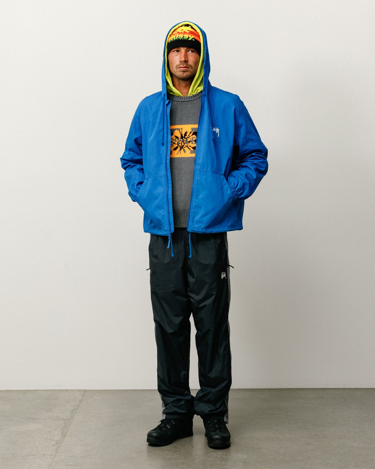 Waxed Cotton Beach Shell jacket in Blue by Stüssy