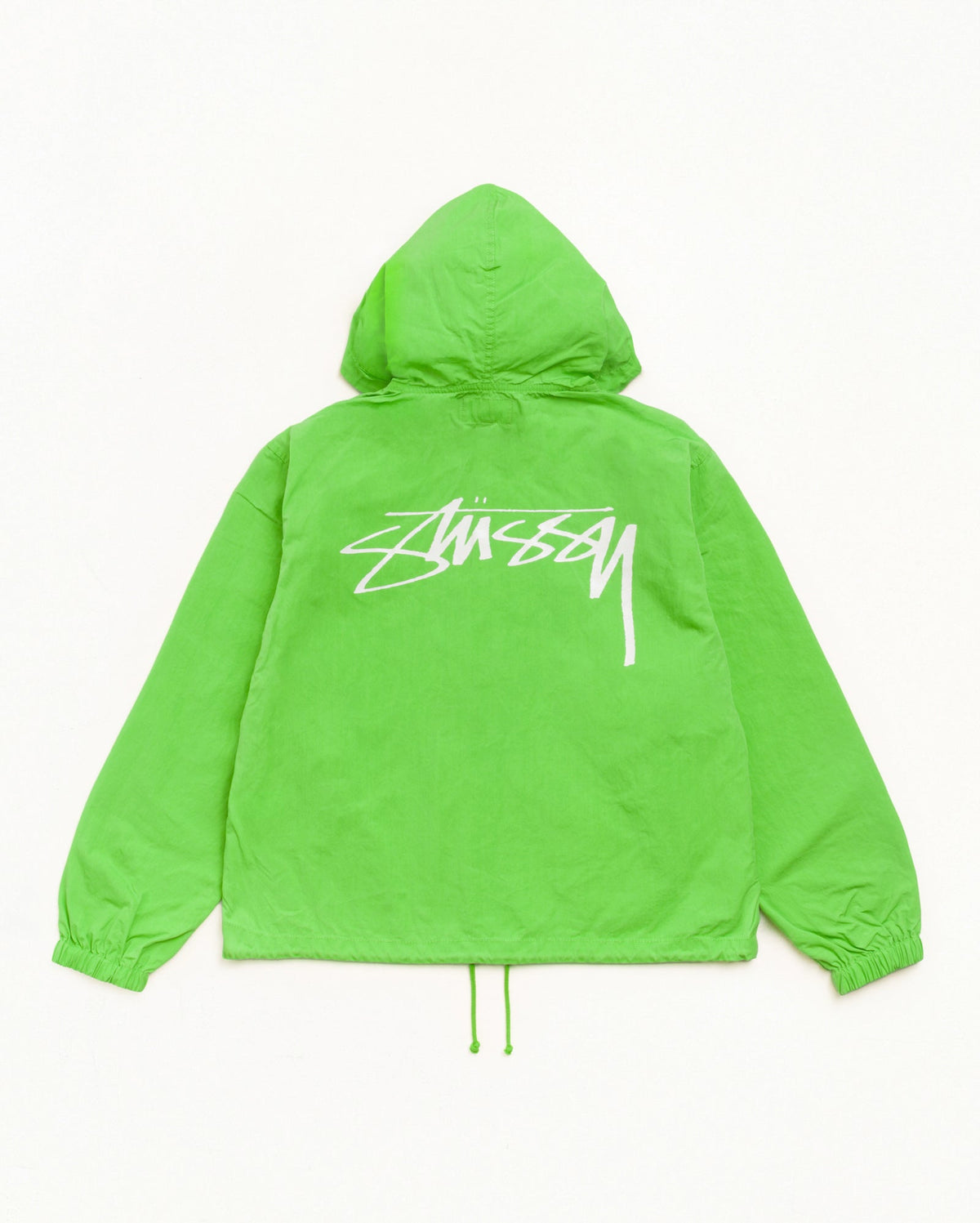 Waxed Cotton Beach Shell jacket in Kiwi with Stüssy logo back print
