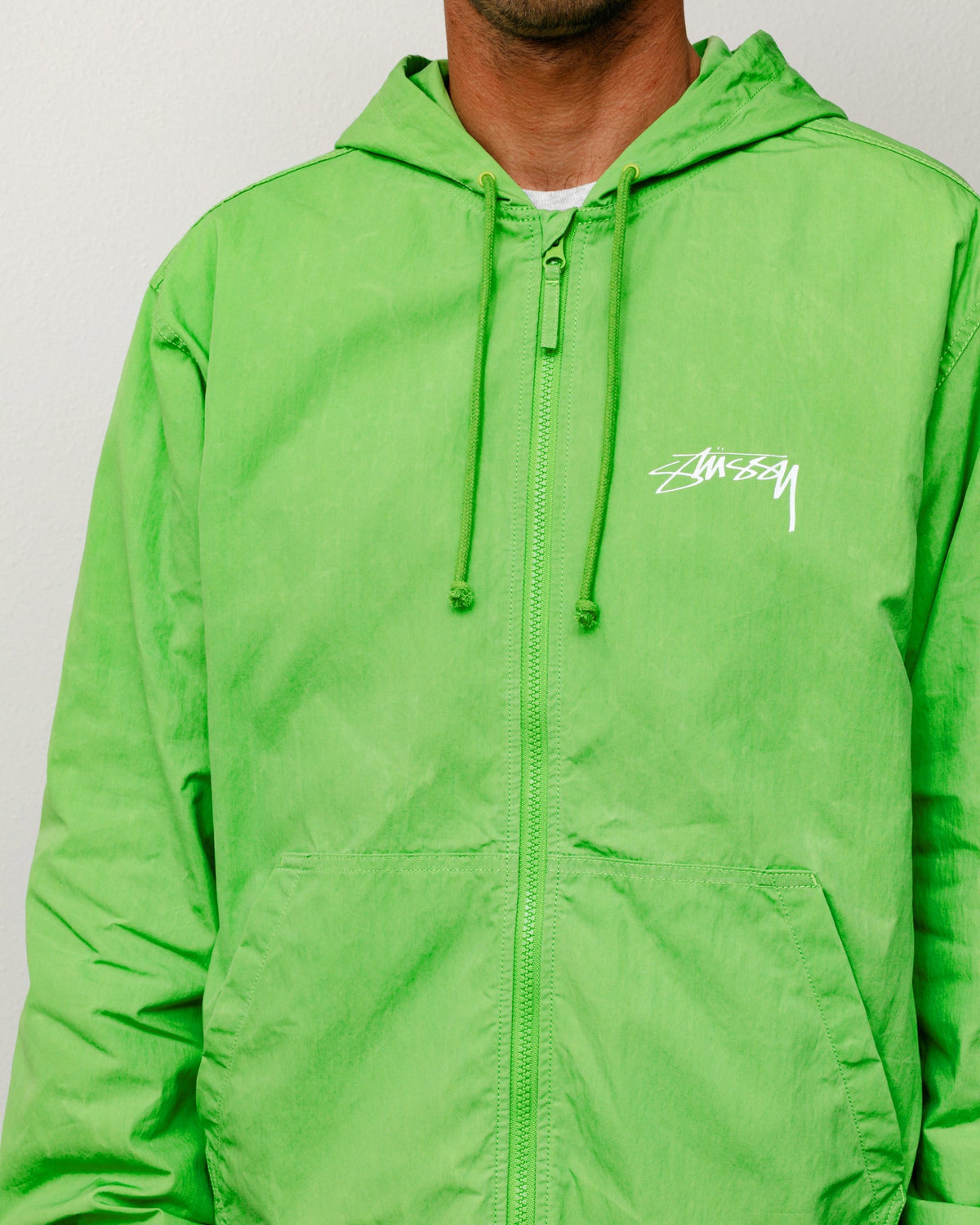 Stüssy Waxed Cotton Beach Shell jacket in Kiwi